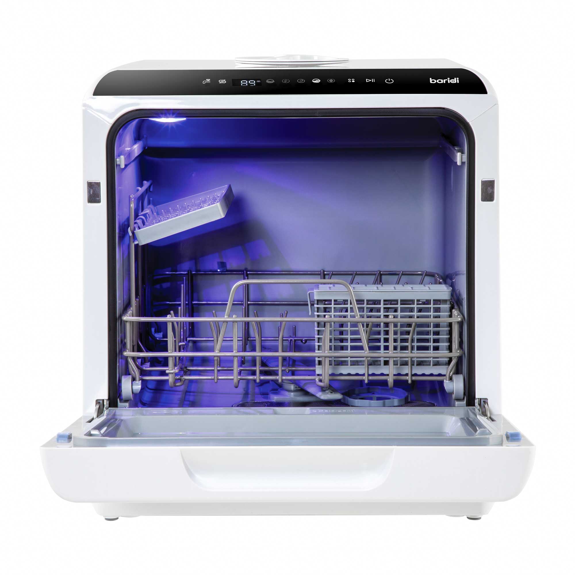 Baridi DH224 Tabletop Dishwasher Straight on - open - empty
