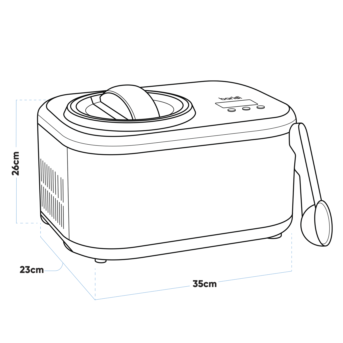 Baridi 1L Ice Cream Machine with Fast Freeze Compressor Cooling - DH238