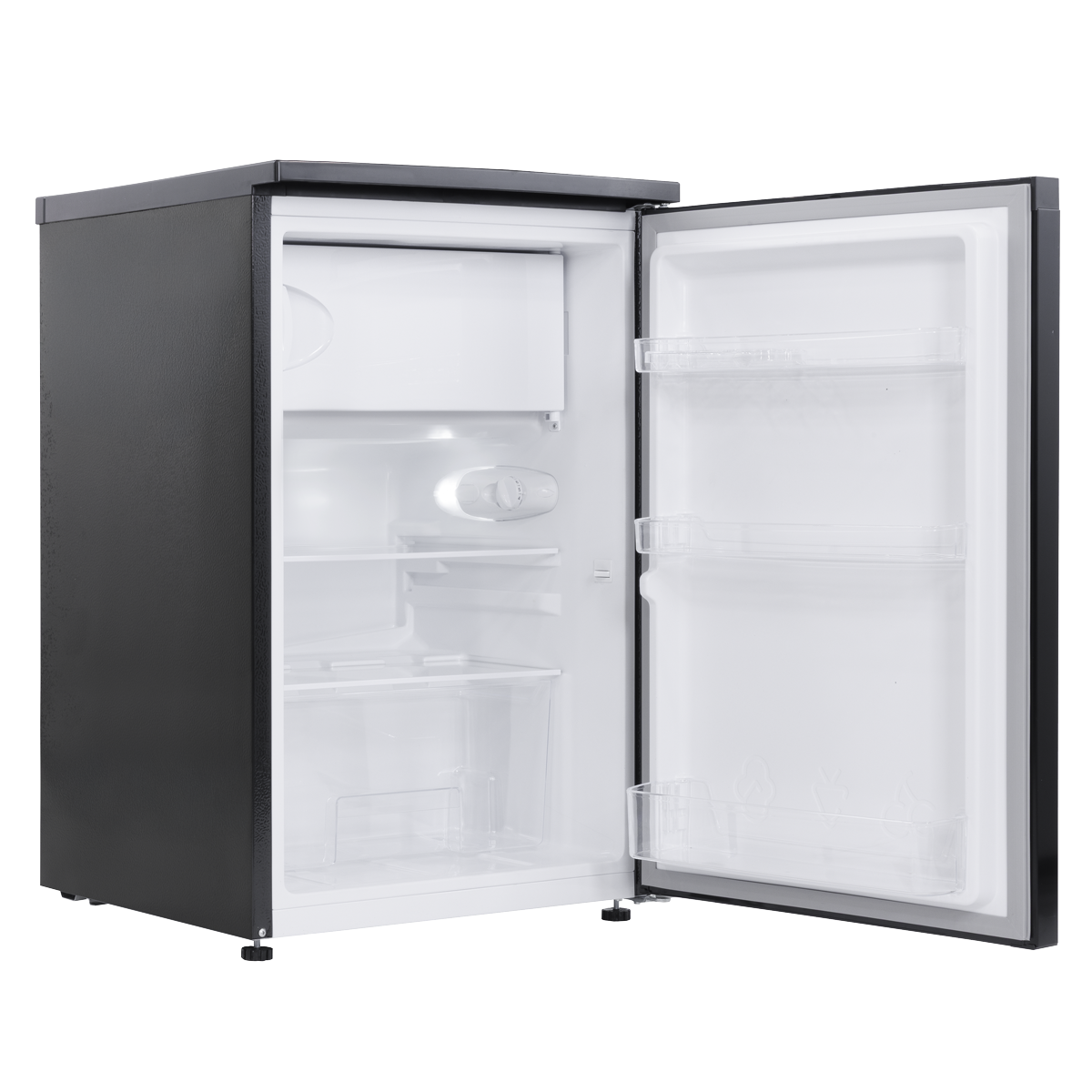 Baridi 55cm Freestanding Undercounter Fridge with Ice Box, Reversible Door, 107L Capacity, Black - DH249