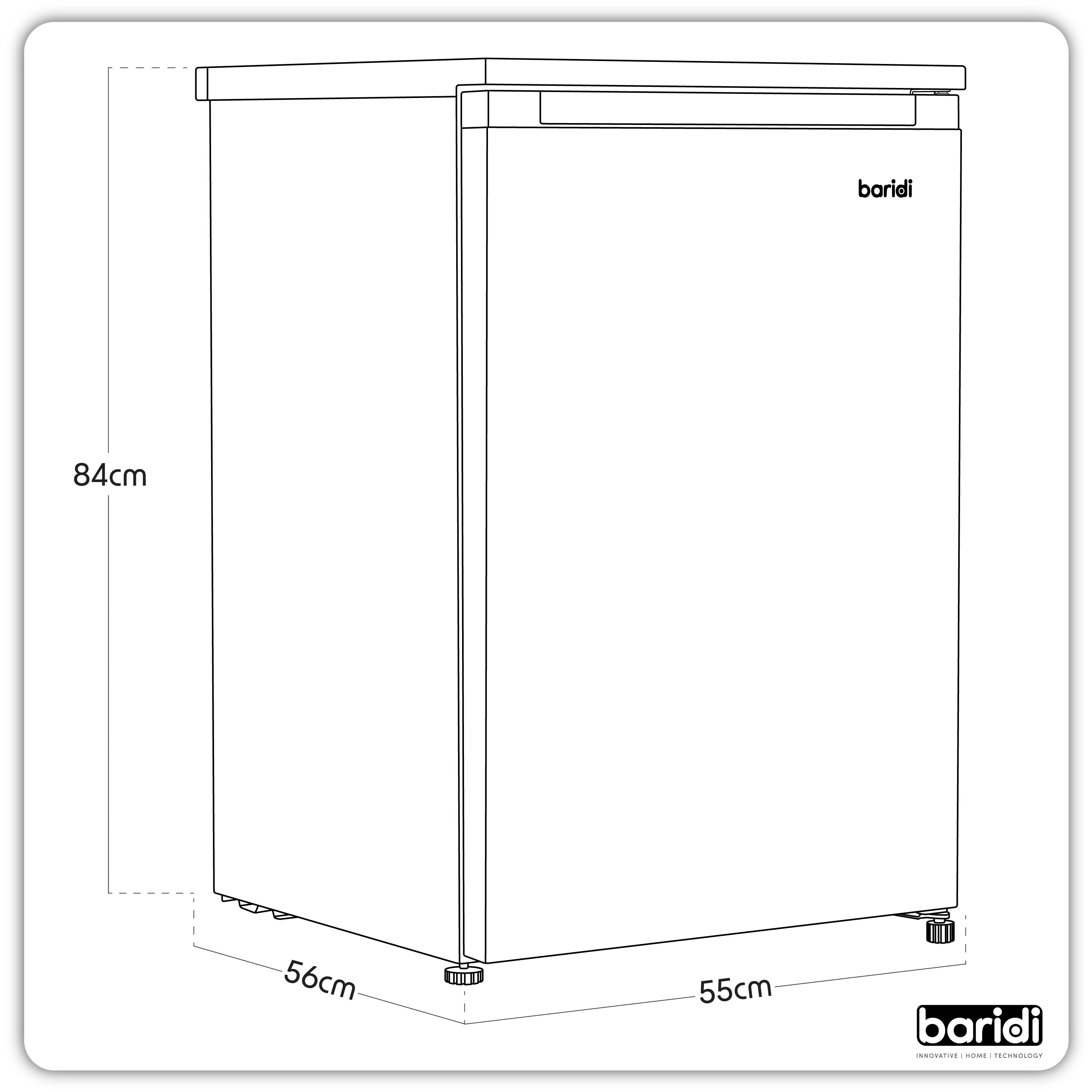 Baridi DH250 Freezer Action shot - dimension diagram