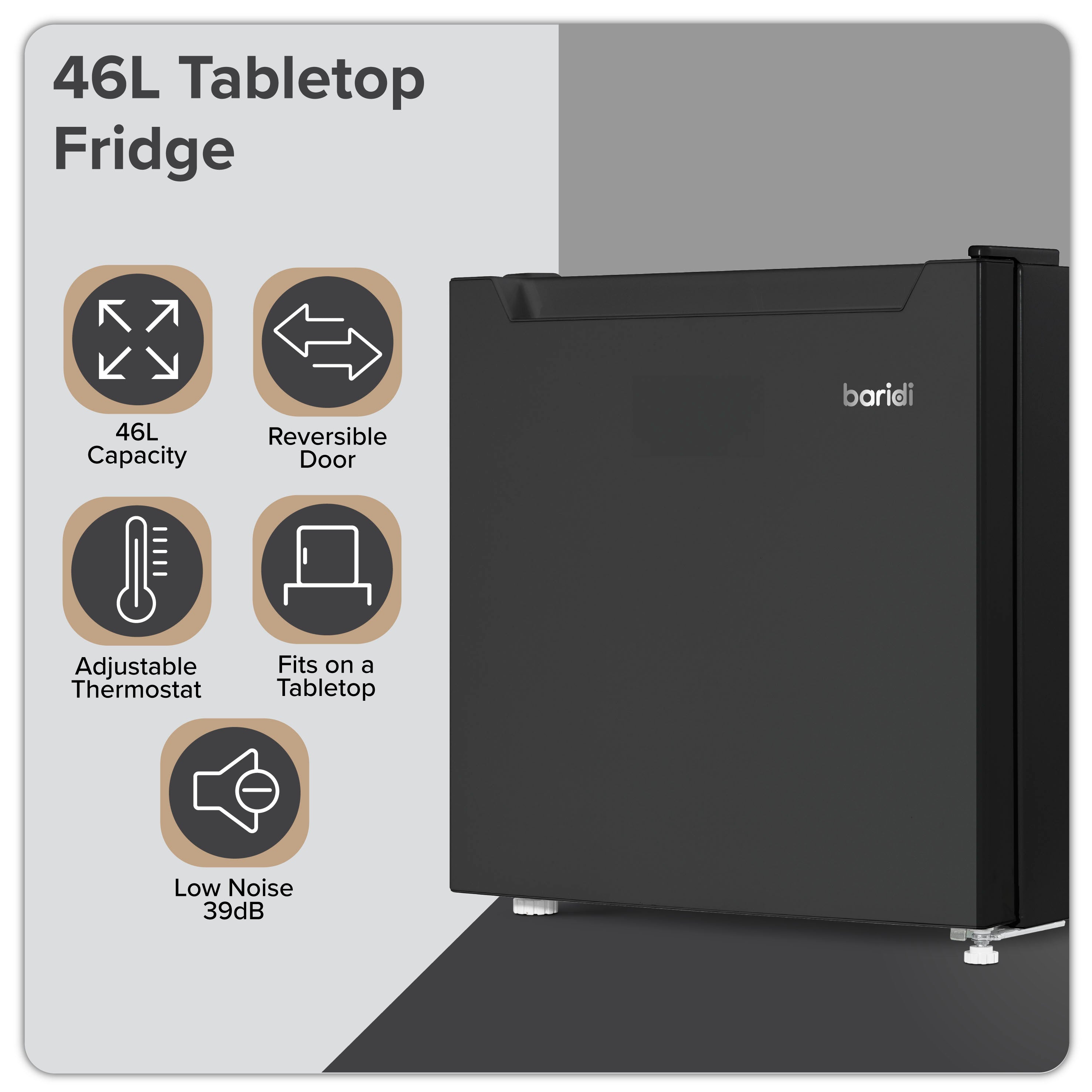 Baridi DH257 Fridge Action shot - infographic - summary