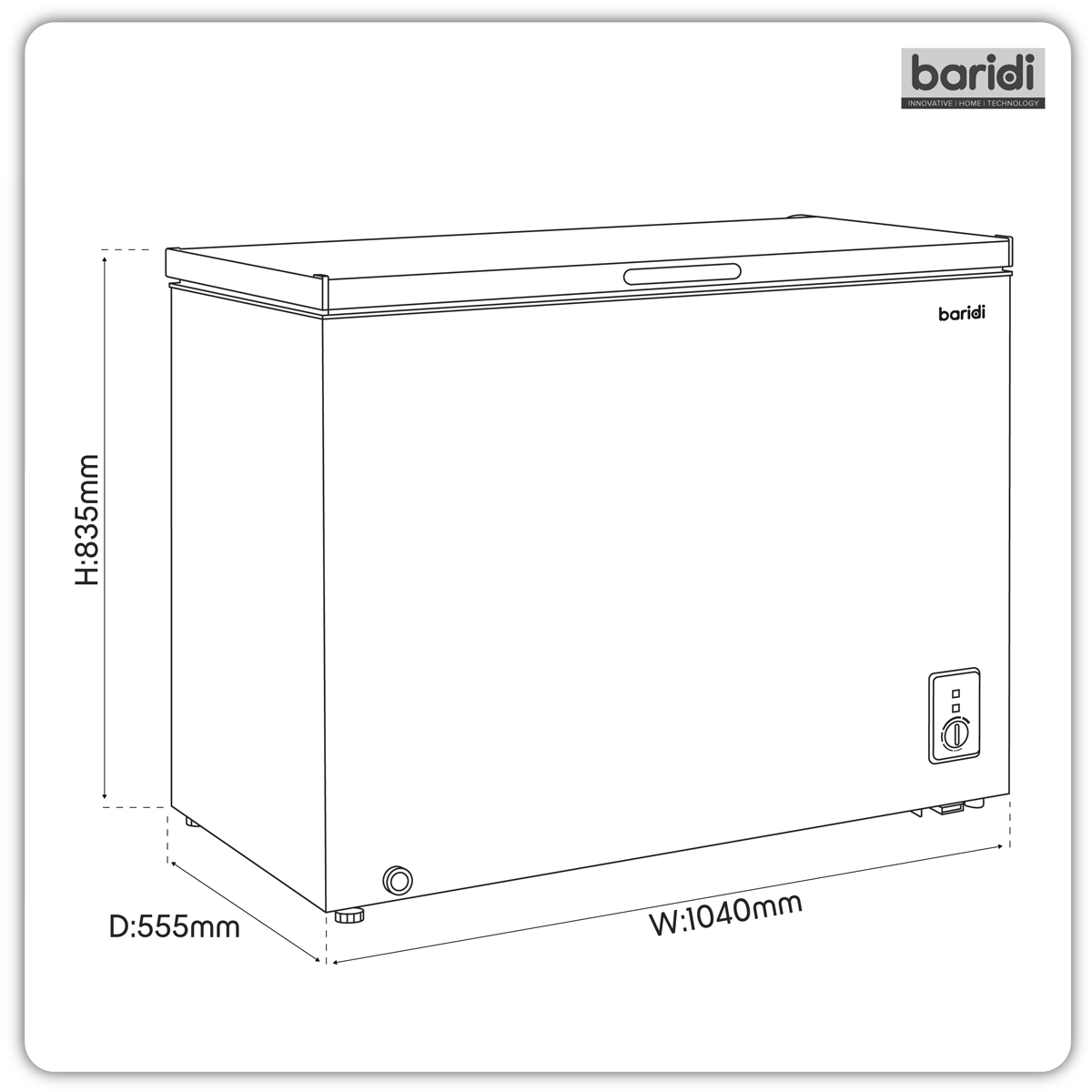 Baridi 254L Freestanding Chest Freezer with Adjustable Thermostat - Black- DH259
