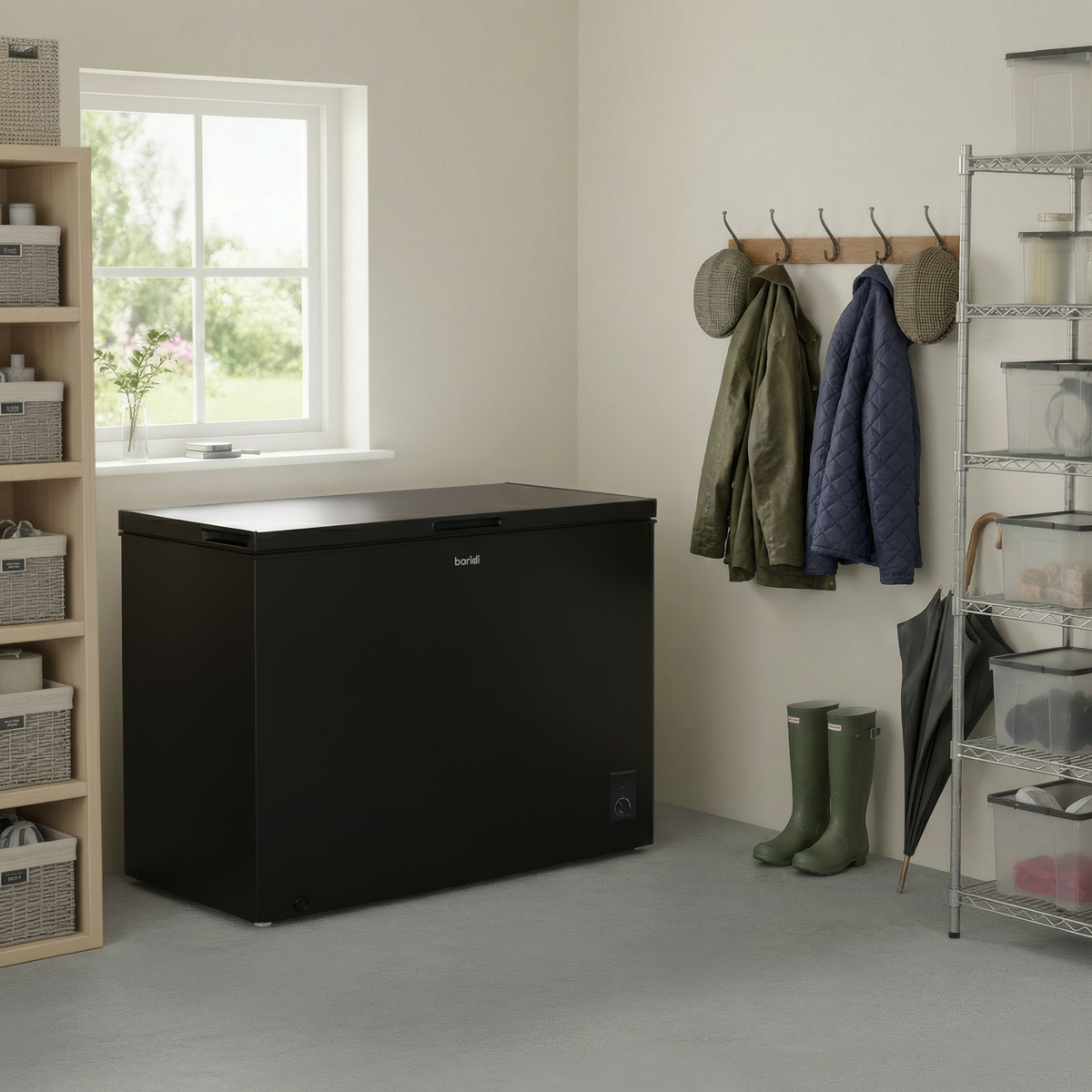 Baridi 254L Freestanding Chest Freezer with Adjustable Thermostat - Black- DH259