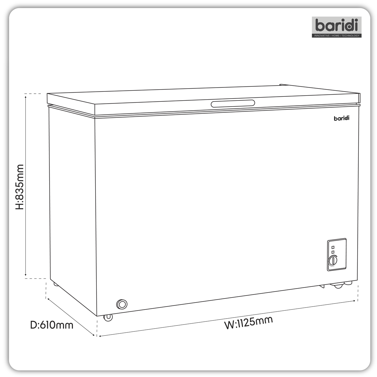 Baridi 299L Freestanding Chest Freezer with Adjustable Thermostat - White - DH260