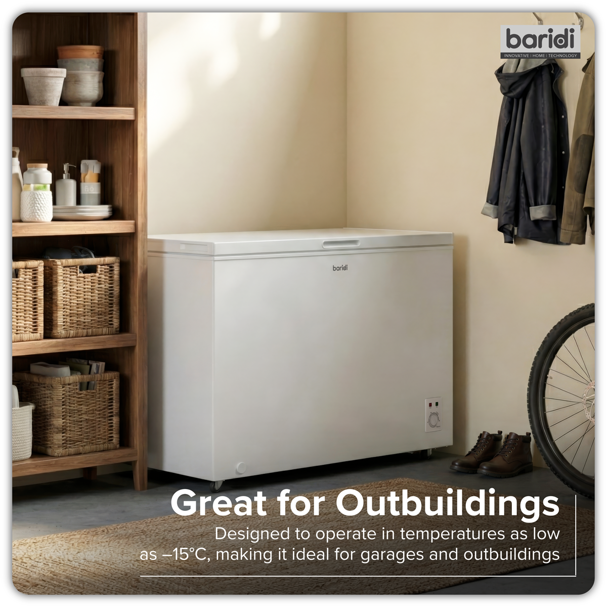 Baridi 299L Freestanding Chest Freezer with Adjustable Thermostat - White - DH260