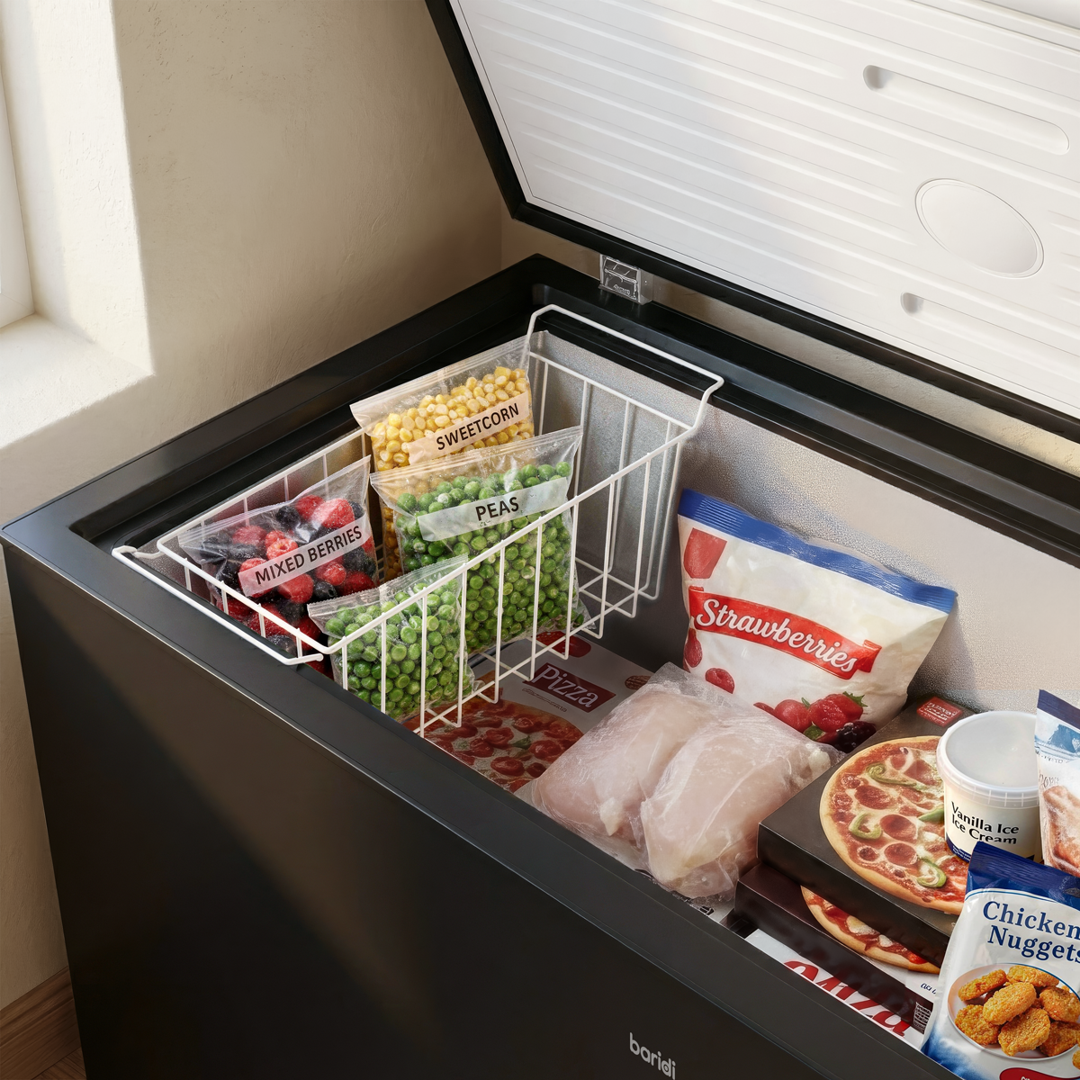 Baridi 299L Freestanding Chest Freezer with Adjustable Thermostat - Black - DH261