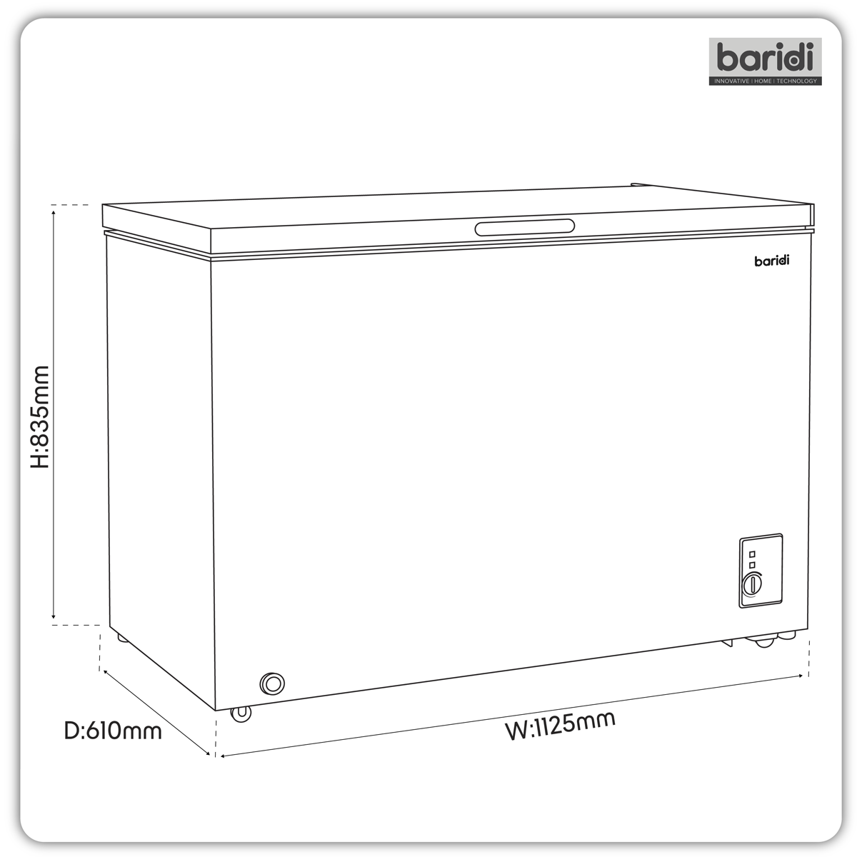 Baridi 299L Freestanding Chest Freezer with Adjustable Thermostat - Black - DH261