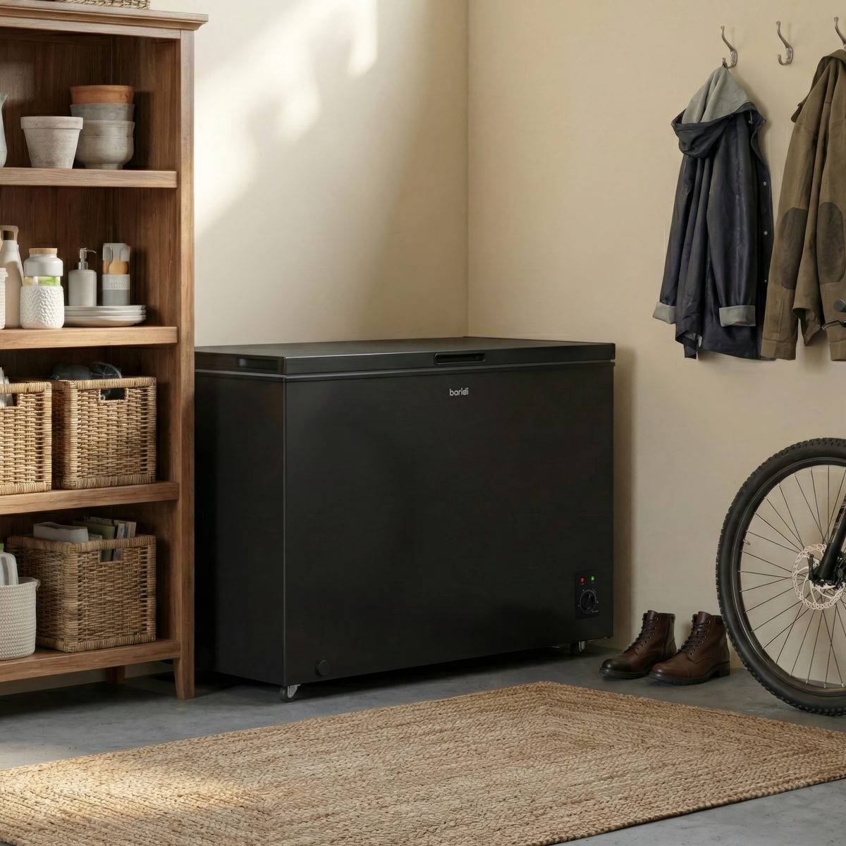 Baridi 299L Freestanding Chest Freezer with Adjustable Thermostat - Black - DH261