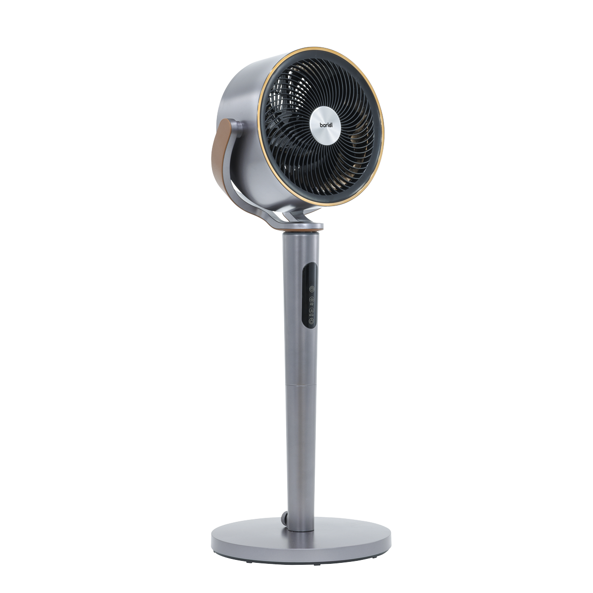 Baridi 12" Pedestal Fan with Remote Control, Back Light & 12hr Timer - Grey - DH264