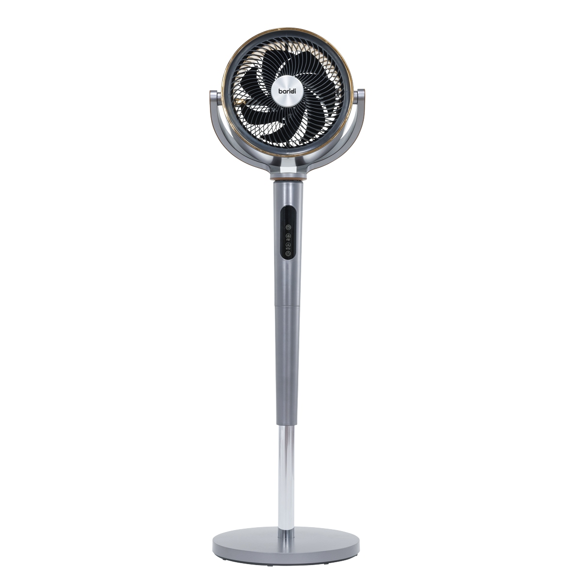 Baridi 12" Pedestal Fan with Remote Control, Back Light & 12hr Timer - Grey - DH264
