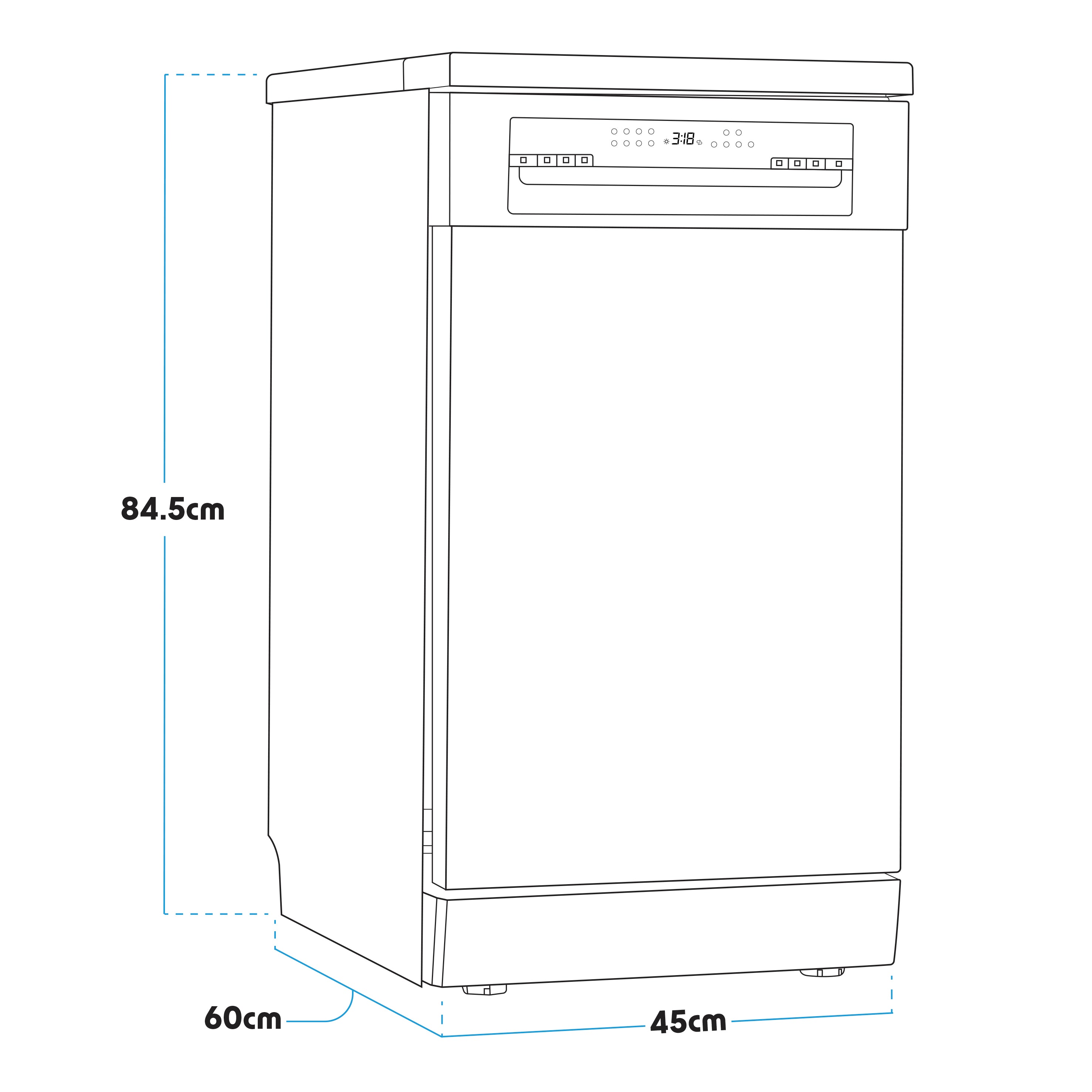 Baridi 45cm Slimline Freestanding Dishwasher, 10 Place Settings, 8 Programs - DH267