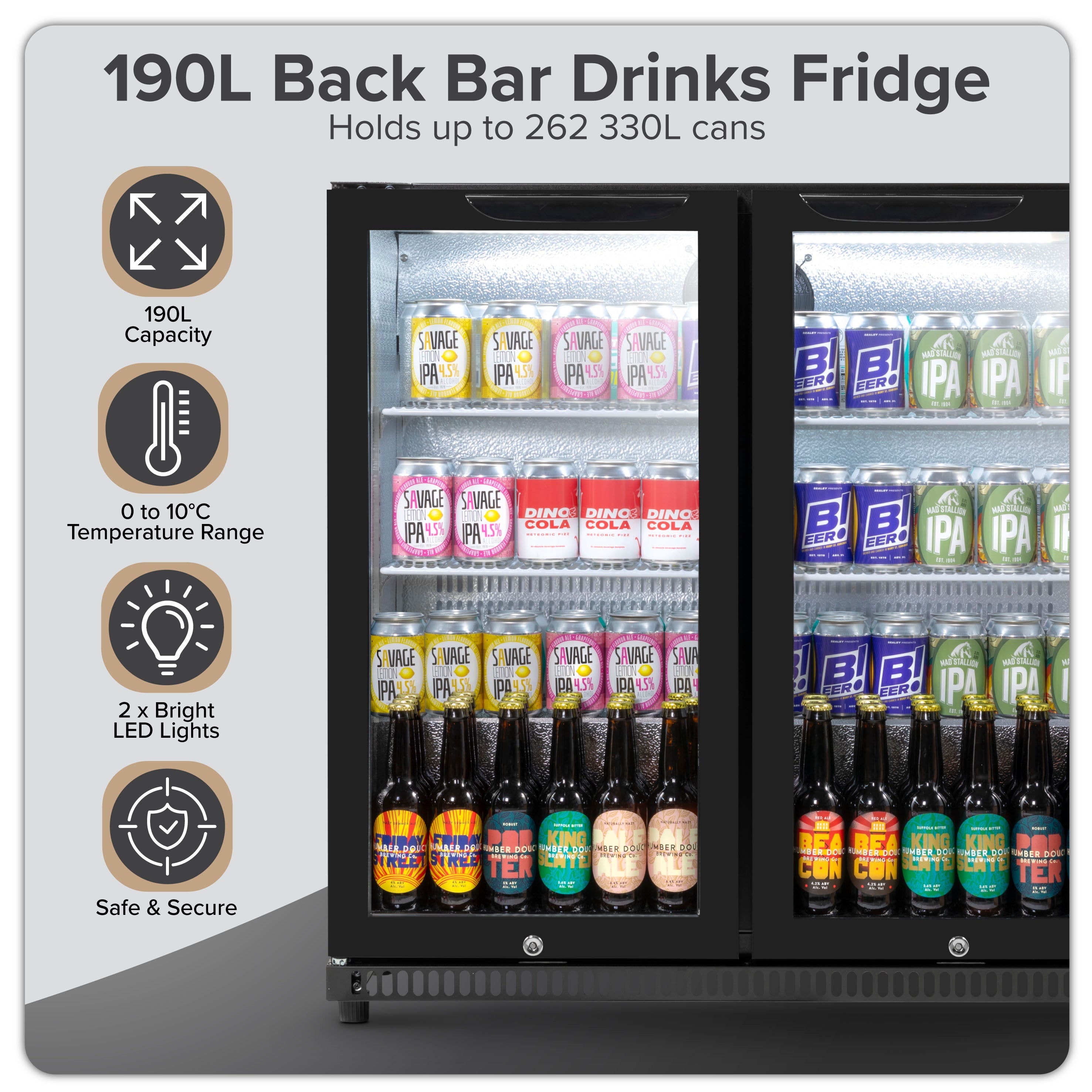 Baridi DH272 Drinks Fridge Action shot - infographic - summary