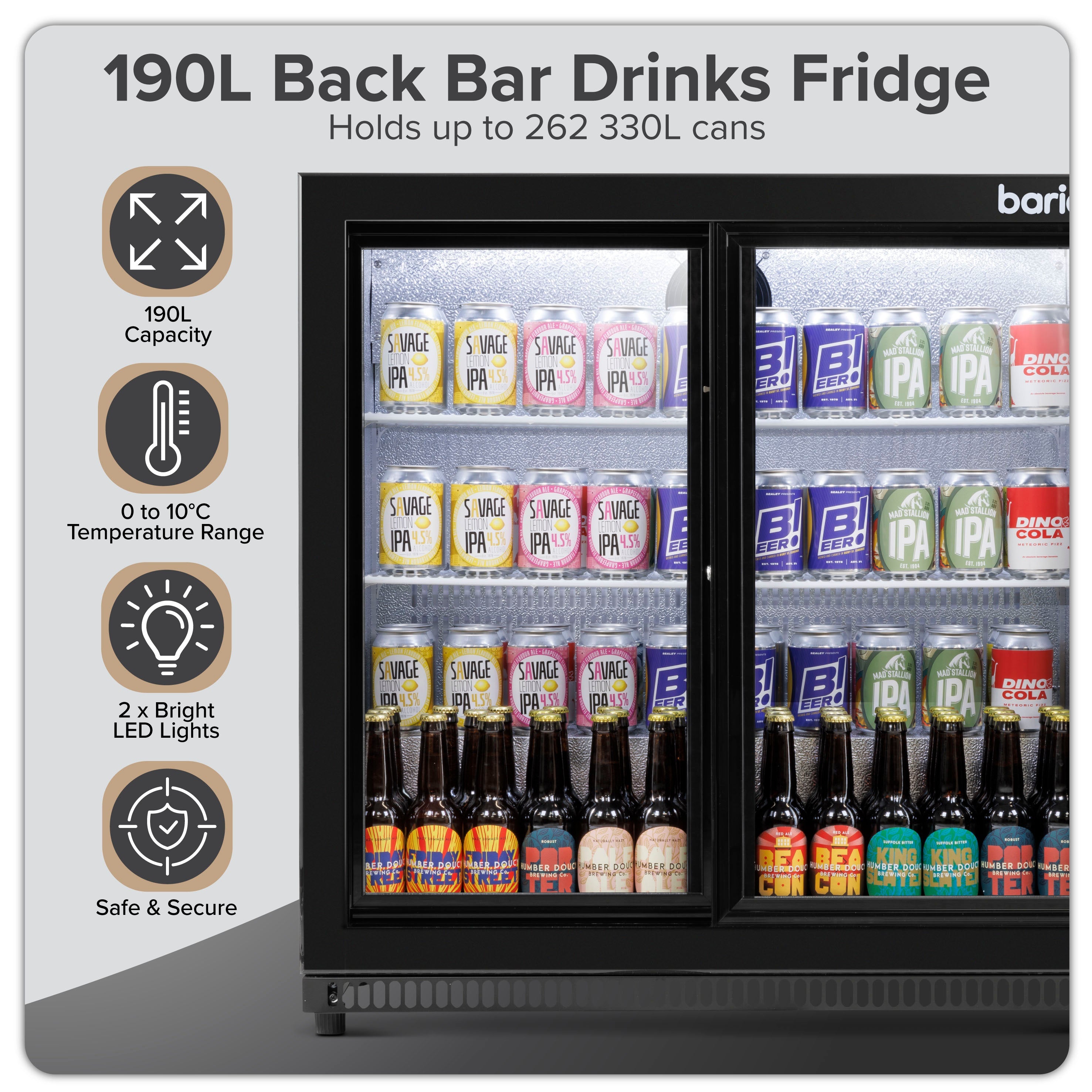 Baridi DH273 Drinks Fridge Action shot - infographic - summary