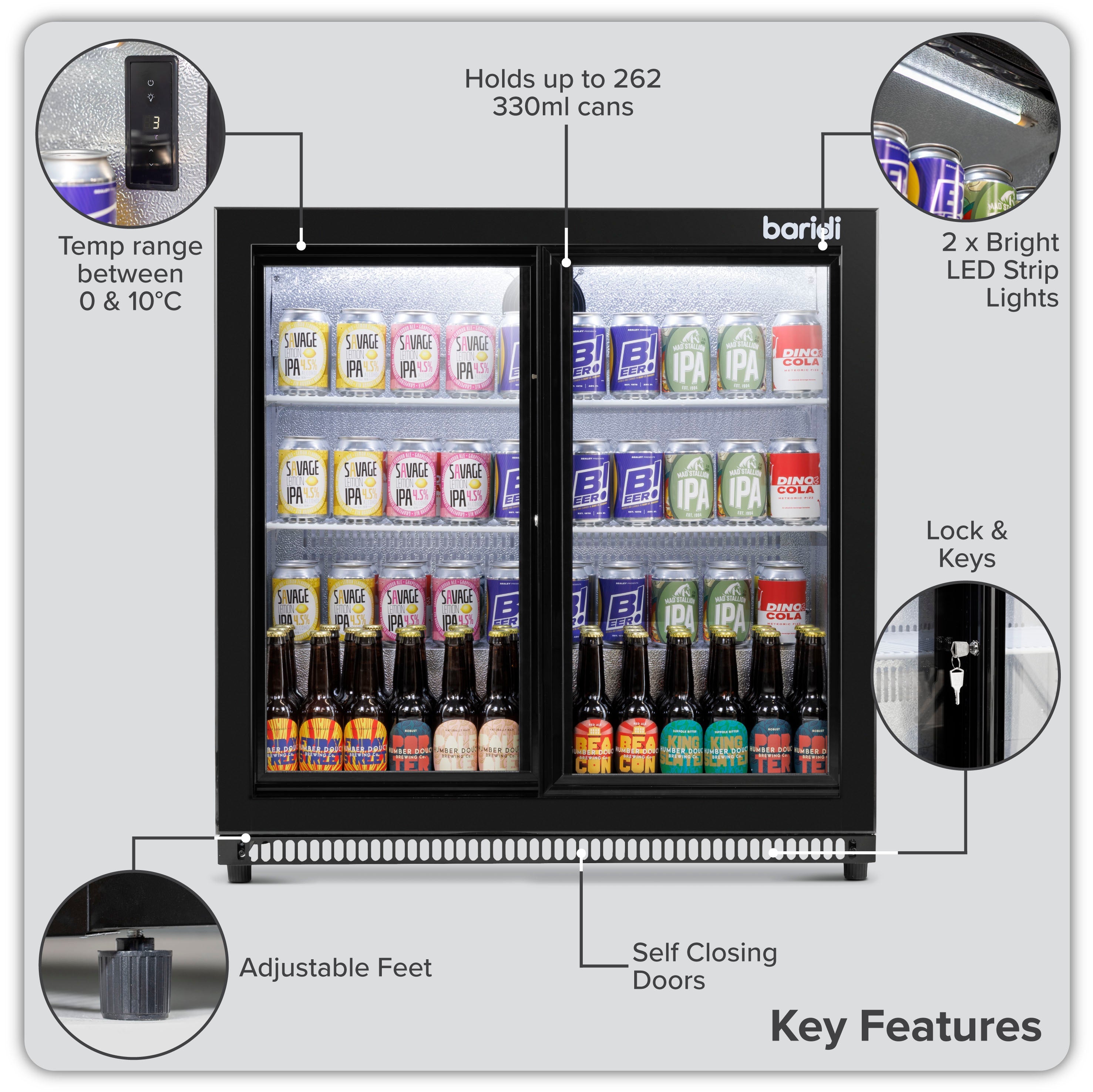 Baridi DH273 Drinks Fridge Action shot - key - features