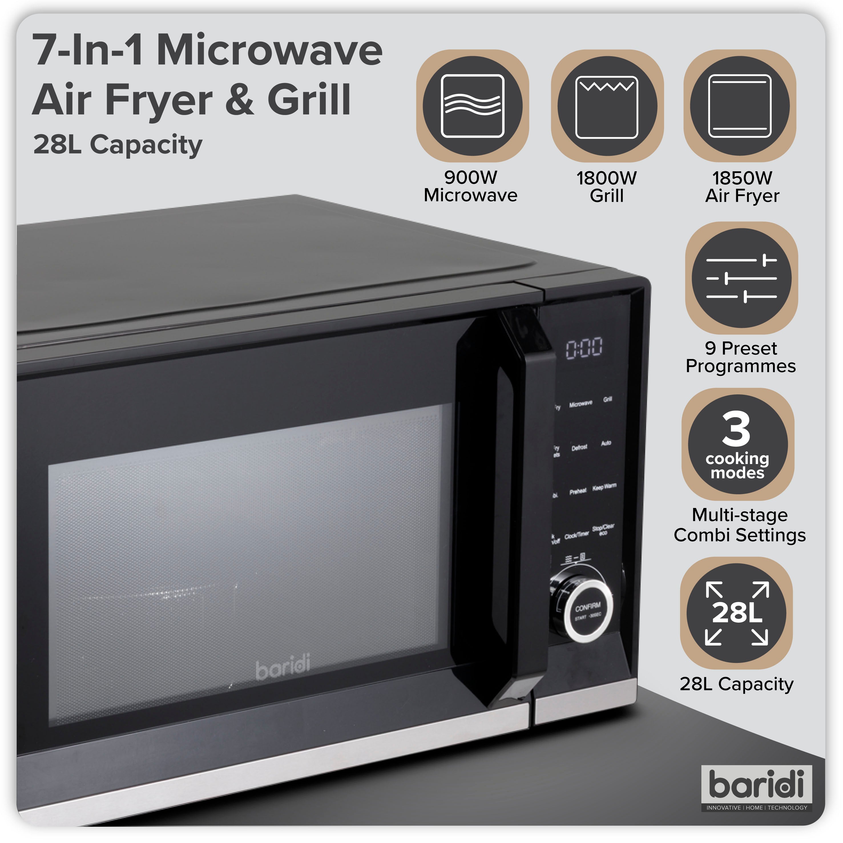 Baridi DH277 Microwave Action shot - infographic - summary