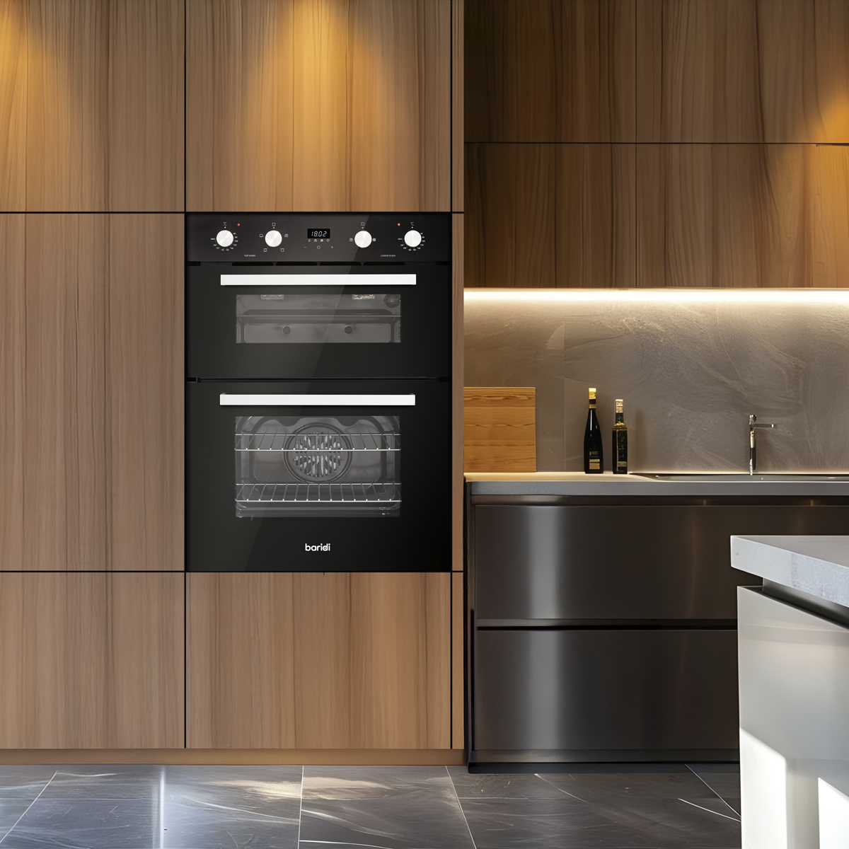 Baridi Kitchen Appliance Bundle 60cm, 72cm Built-Under Double Oven & Black Glass Gas Hob – DH449
