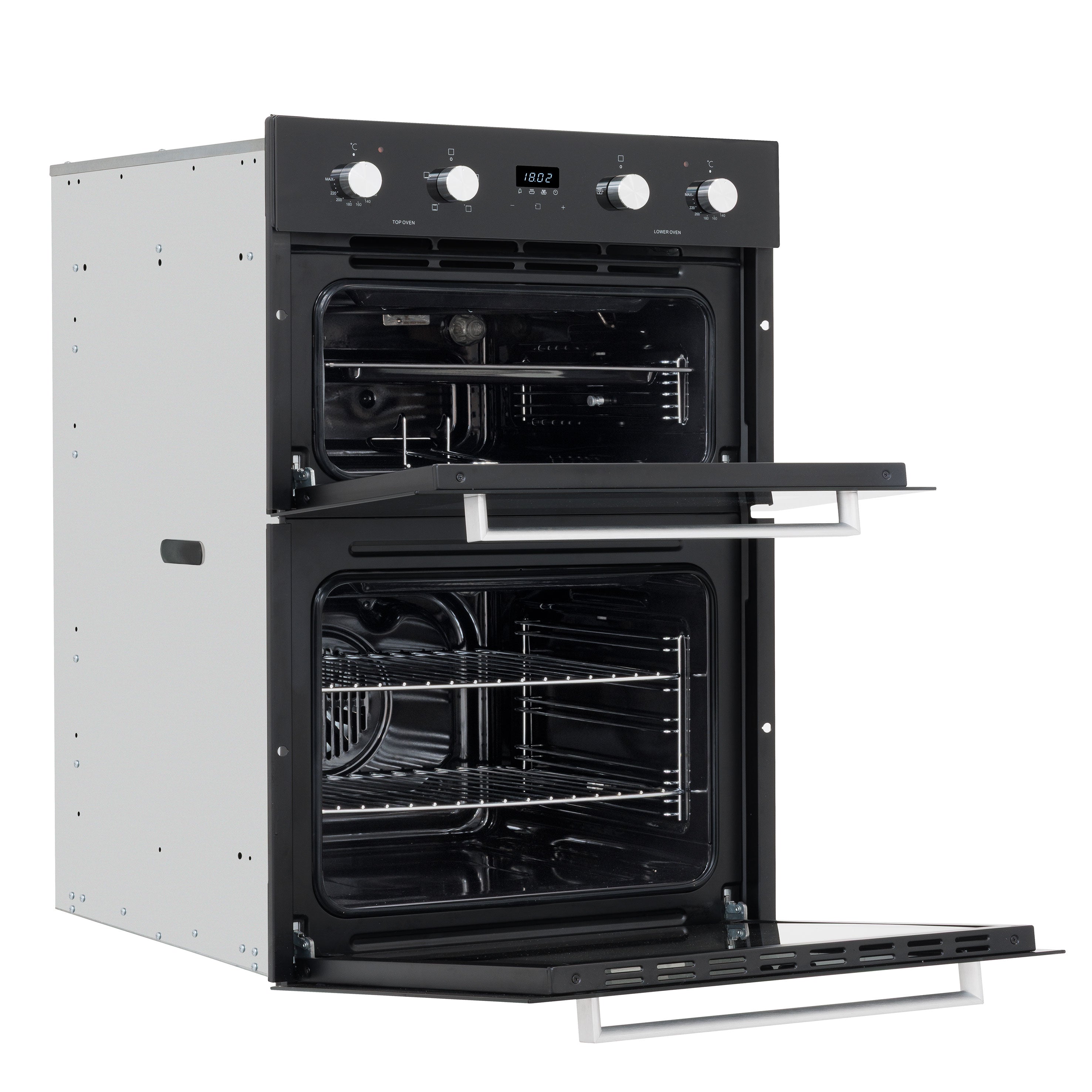 Baridi 72cm Under-Counter Double Oven, 74L Capacity, Energy Rating A, 8 Shelf Positions, Black Glass – DH278