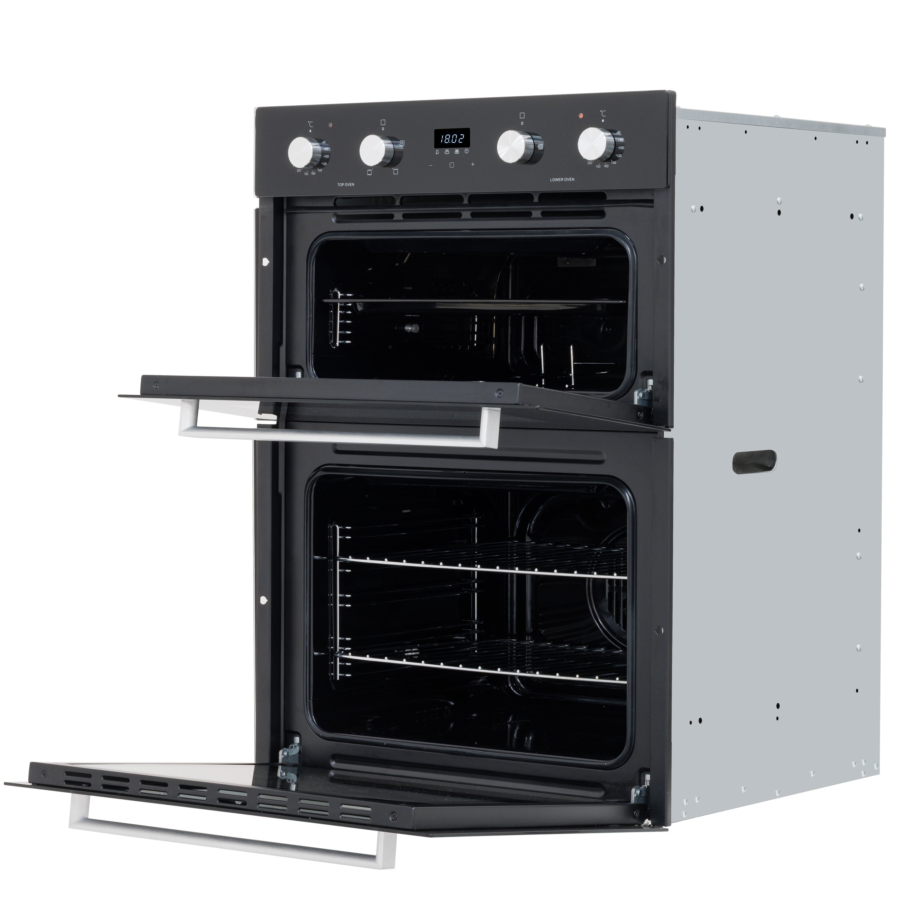 Baridi 72cm Under-Counter Double Oven, 74L Capacity, Energy Rating A, 8 Shelf Positions, Black Glass – DH278