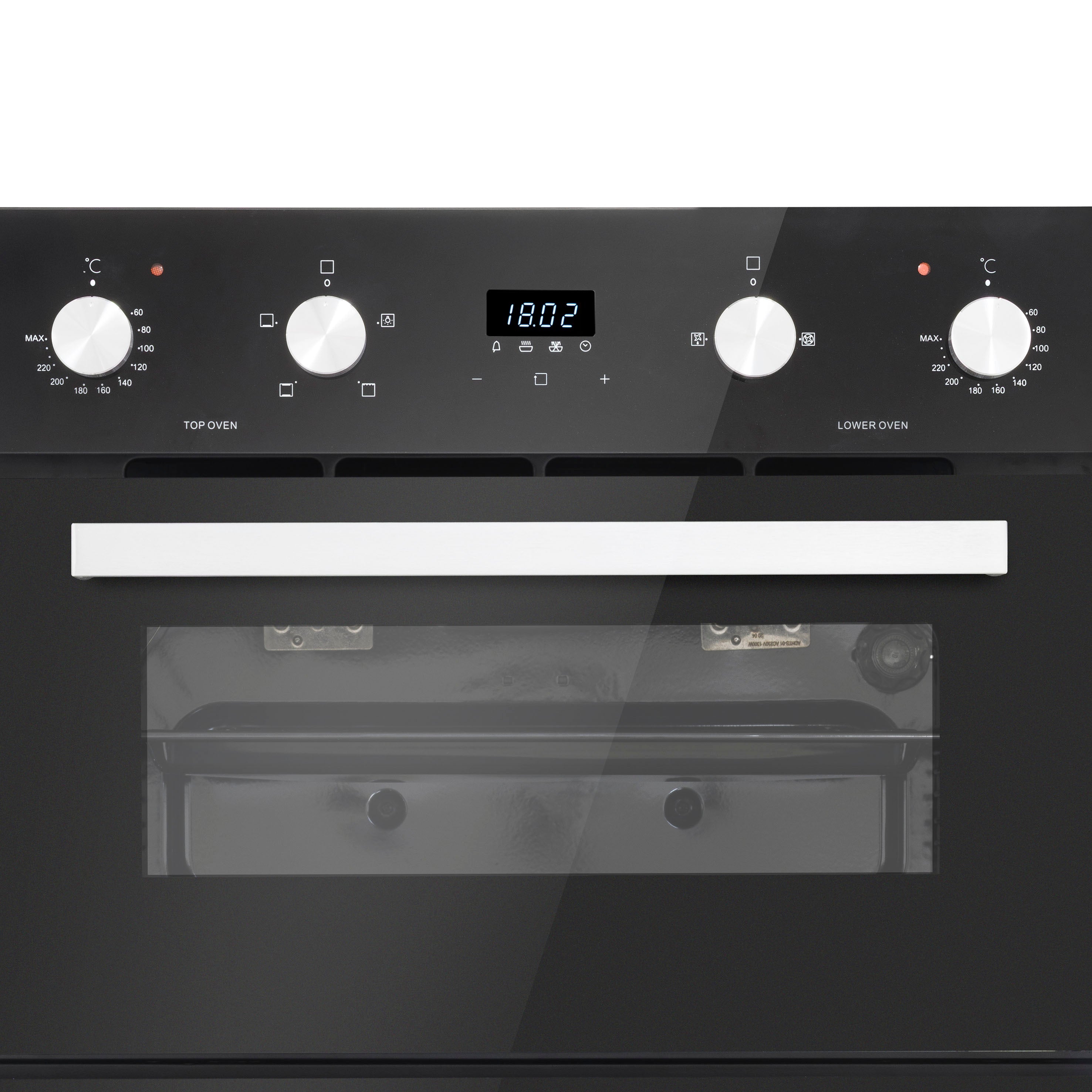 Baridi 72cm Under-Counter Double Oven, 74L Capacity, Energy Rating A, 8 Shelf Positions, Black Glass – DH278