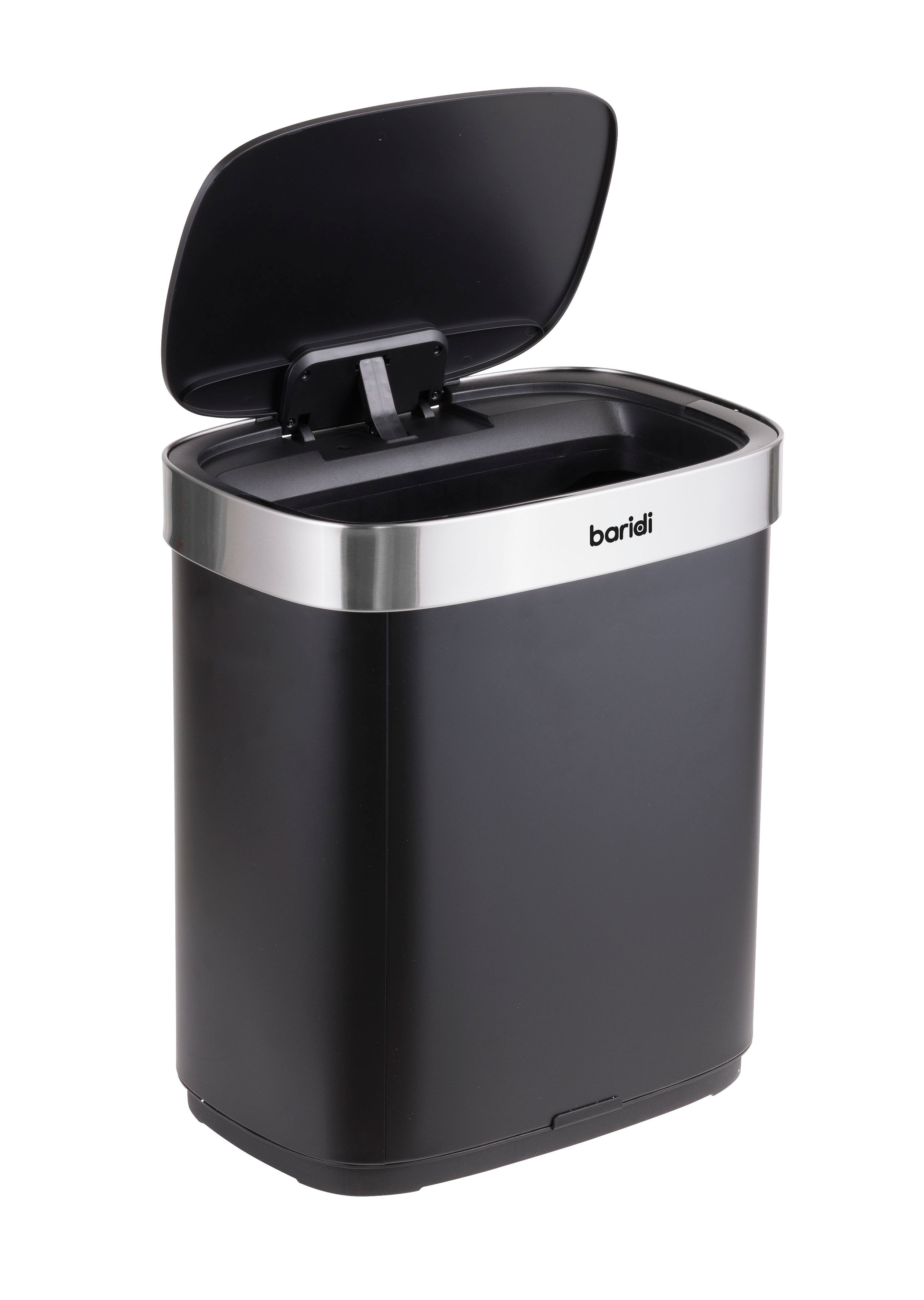 Baridi Sensor Bin, 50L Capacity, Black/Stainless Steel – DH281