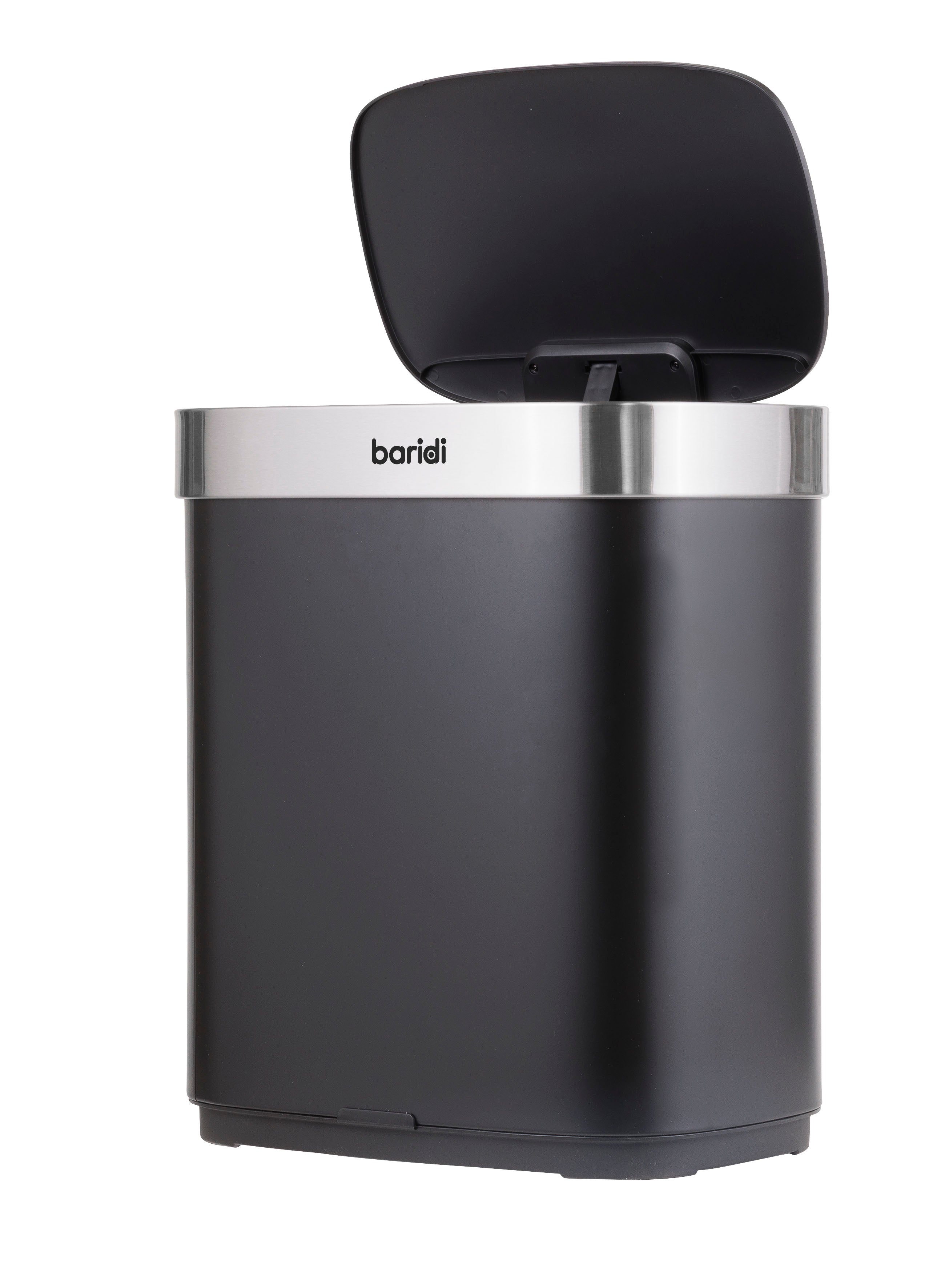 Baridi Sensor Bin, 50L Capacity, Black/Stainless Steel – DH281