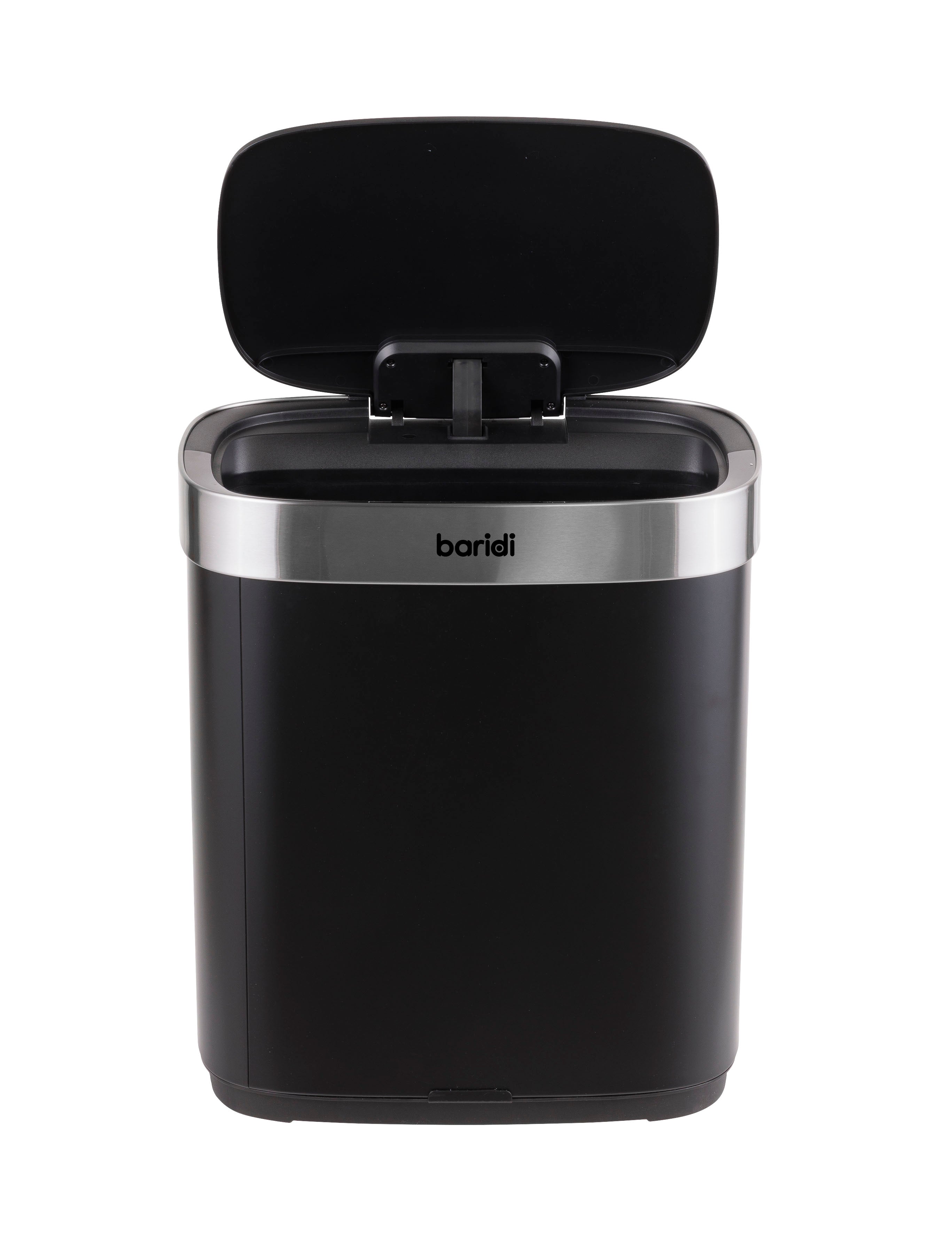 Baridi Sensor Bin, 50L Capacity, Black/Stainless Steel – DH281