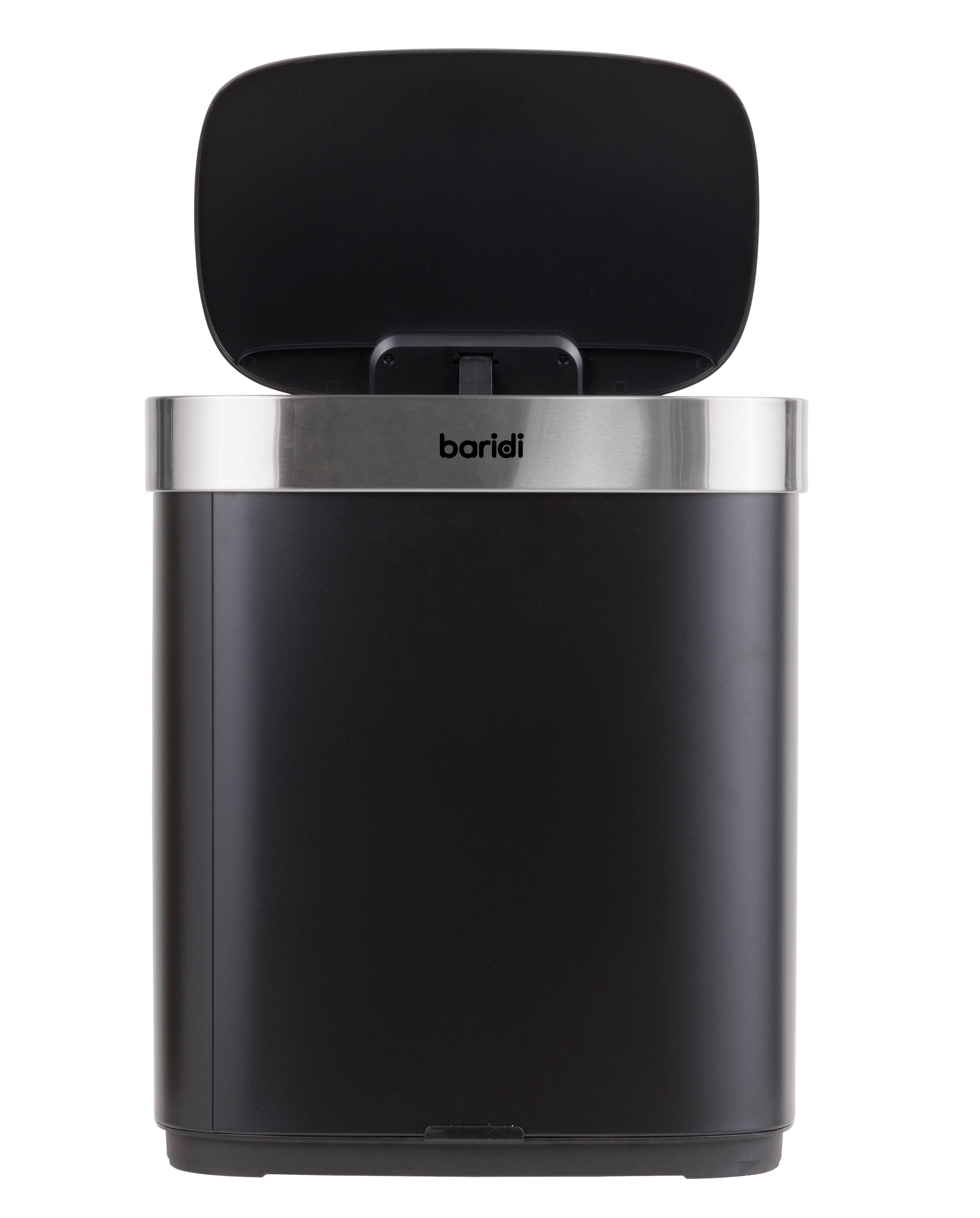 Baridi Sensor Bin, 50L Capacity, Black/Stainless Steel – DH281