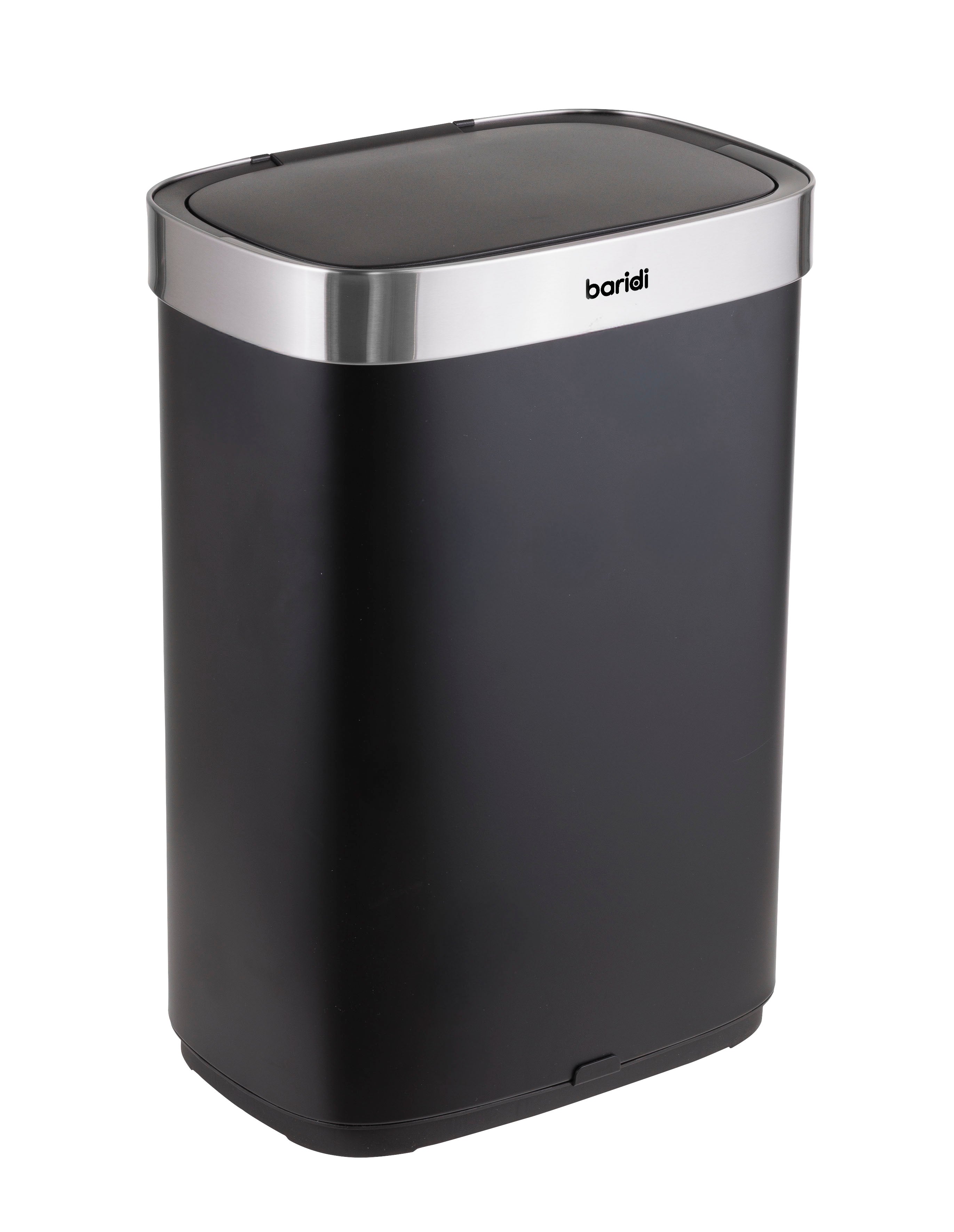 Baridi Sensor Bin, 65L Capacity, Black/Stainless Steel – DH282
