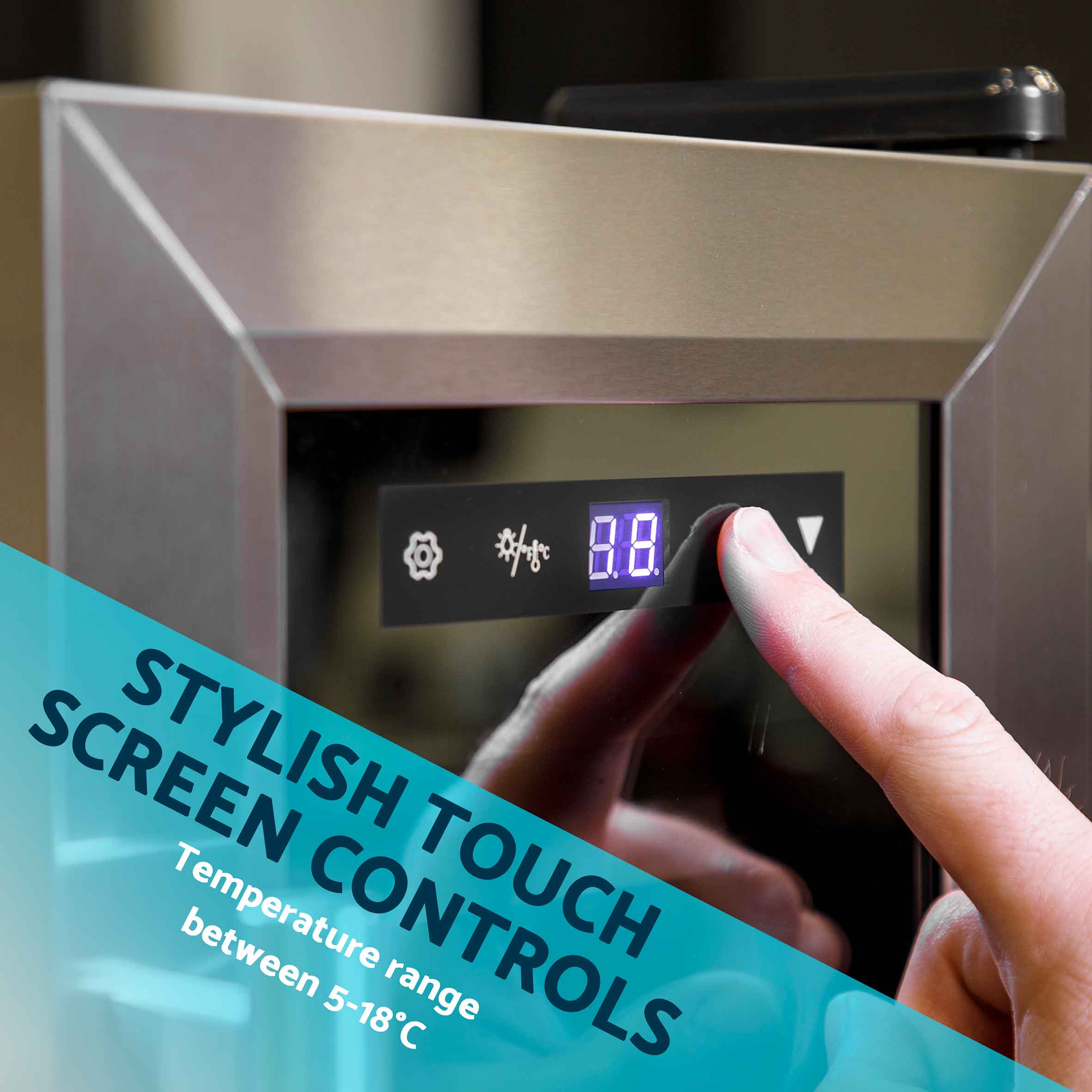 Baridi DH29 Wine Fridges Action shot - stylish - controls