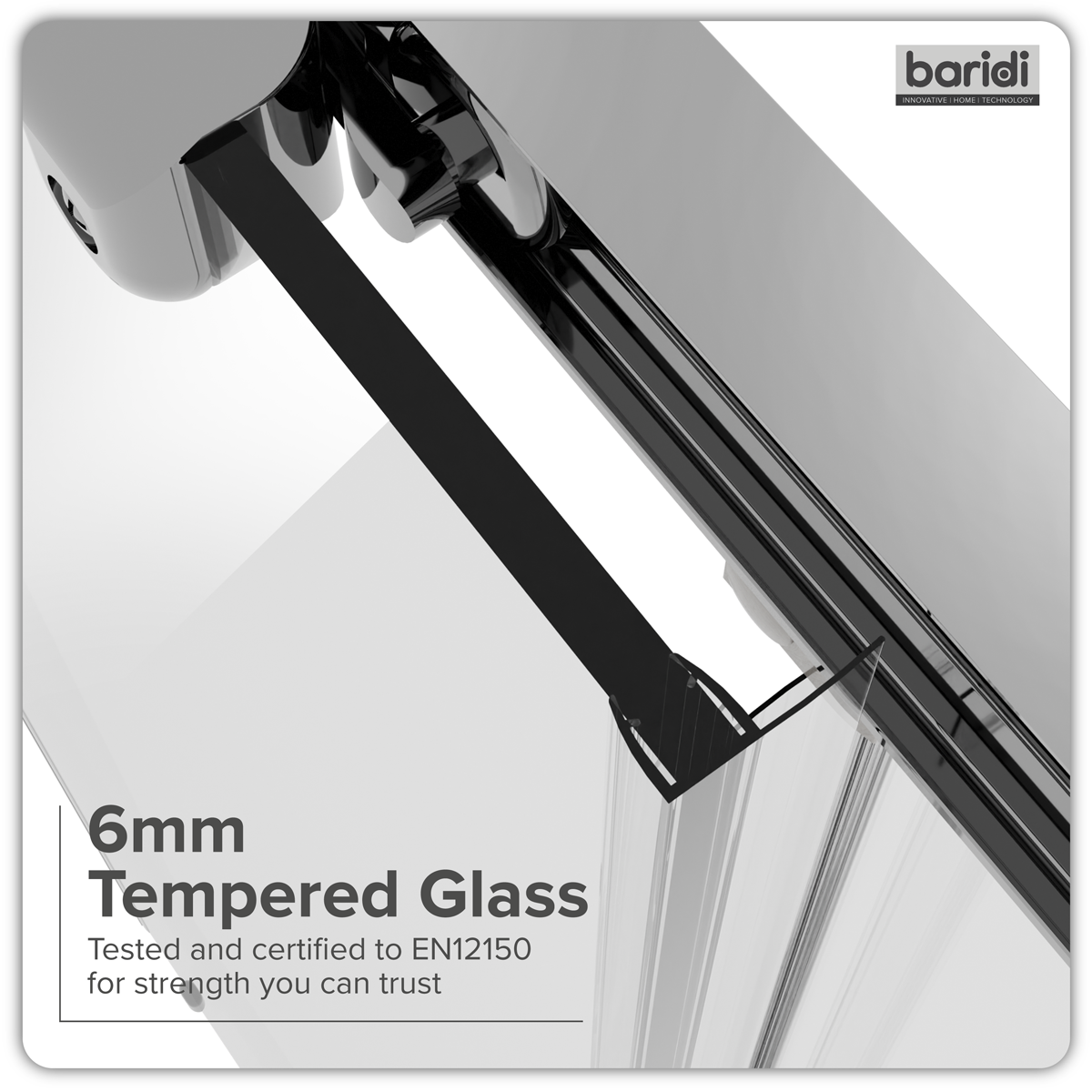 Baridi Sliding Shower Door 1000 x 1850mm, 6mm Tempered Glass, Chrome – DH292
