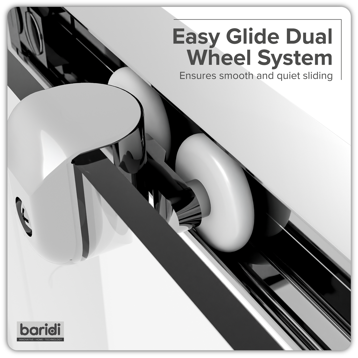 Baridi Sliding Shower Door 1000 x 1850mm, 6mm Tempered Glass, Chrome – DH292