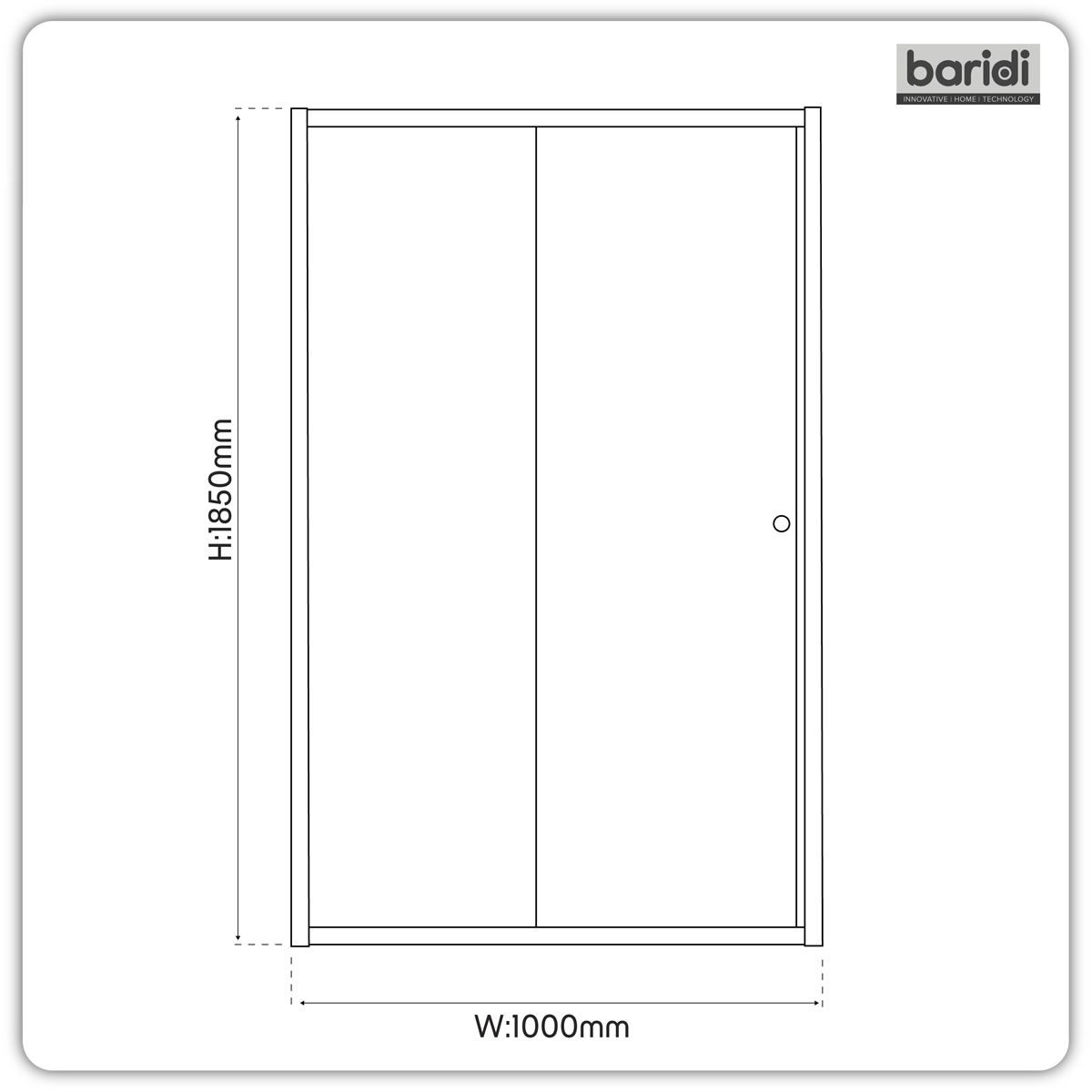 Baridi Sliding Shower Door 1000 x 1850mm, 6mm Tempered Glass, Black – DH293
