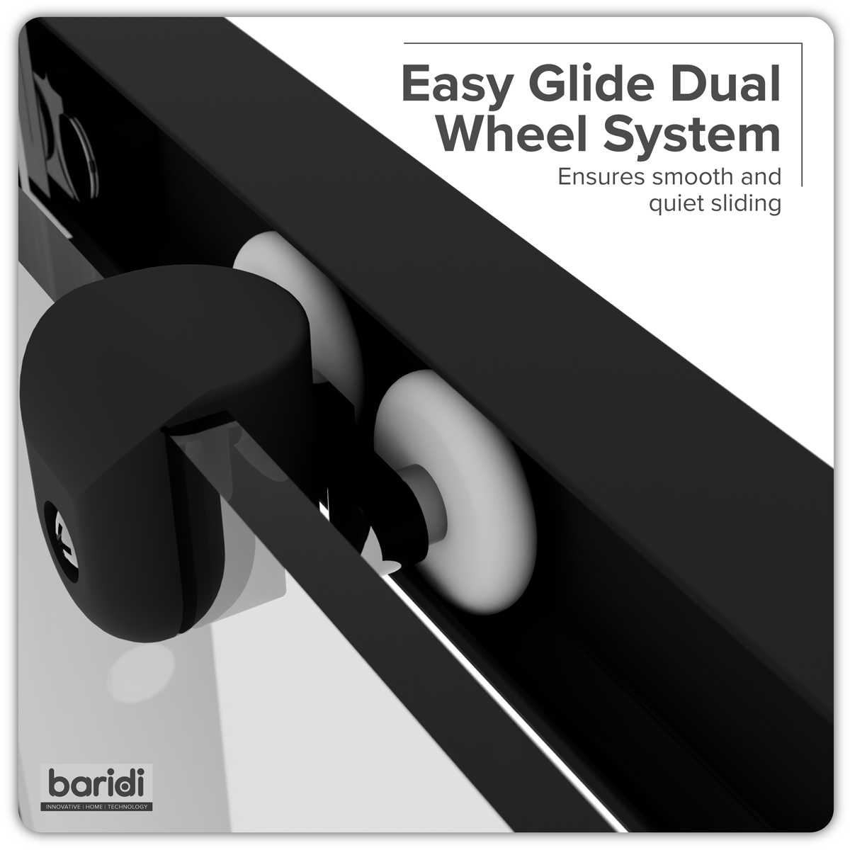 Baridi Sliding Shower Door 1000 x 1850mm, 6mm Tempered Glass, Black – DH293