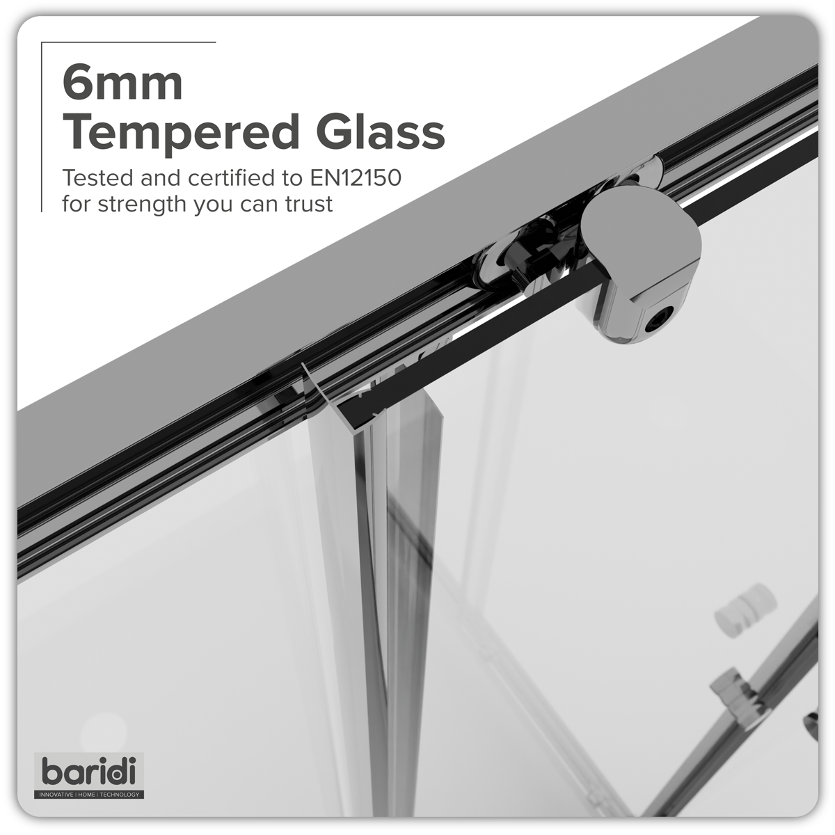 Baridi Corner Entry Shower Enclosure 800 x 800 x 1850mm with 6mm Tempered Glass, Chrome - DH298