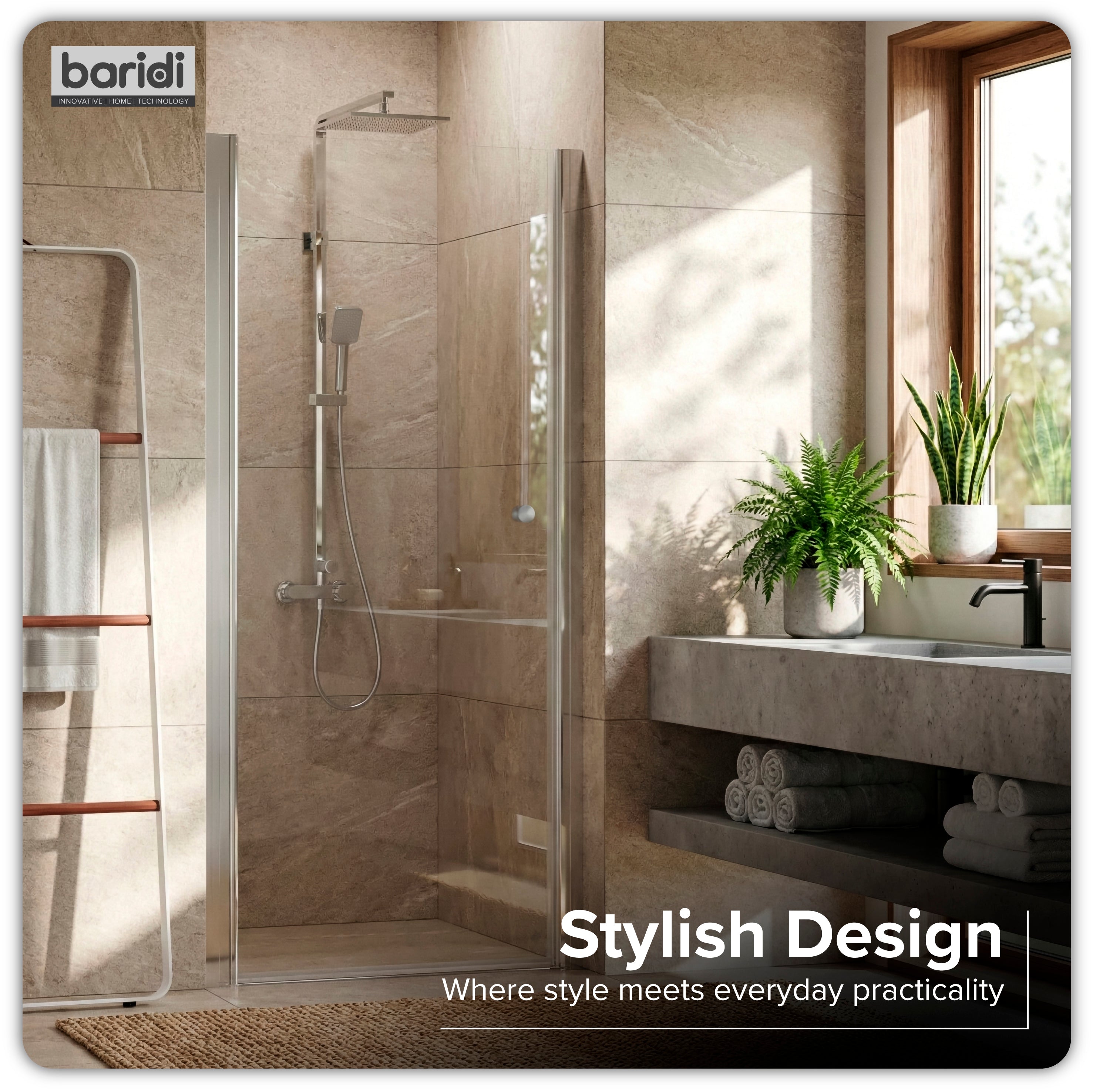 Baridi Pivot Shower Door 800 x 1850mm, 6mm Tempered Glass, Reversible Installation, Chrome - DH303