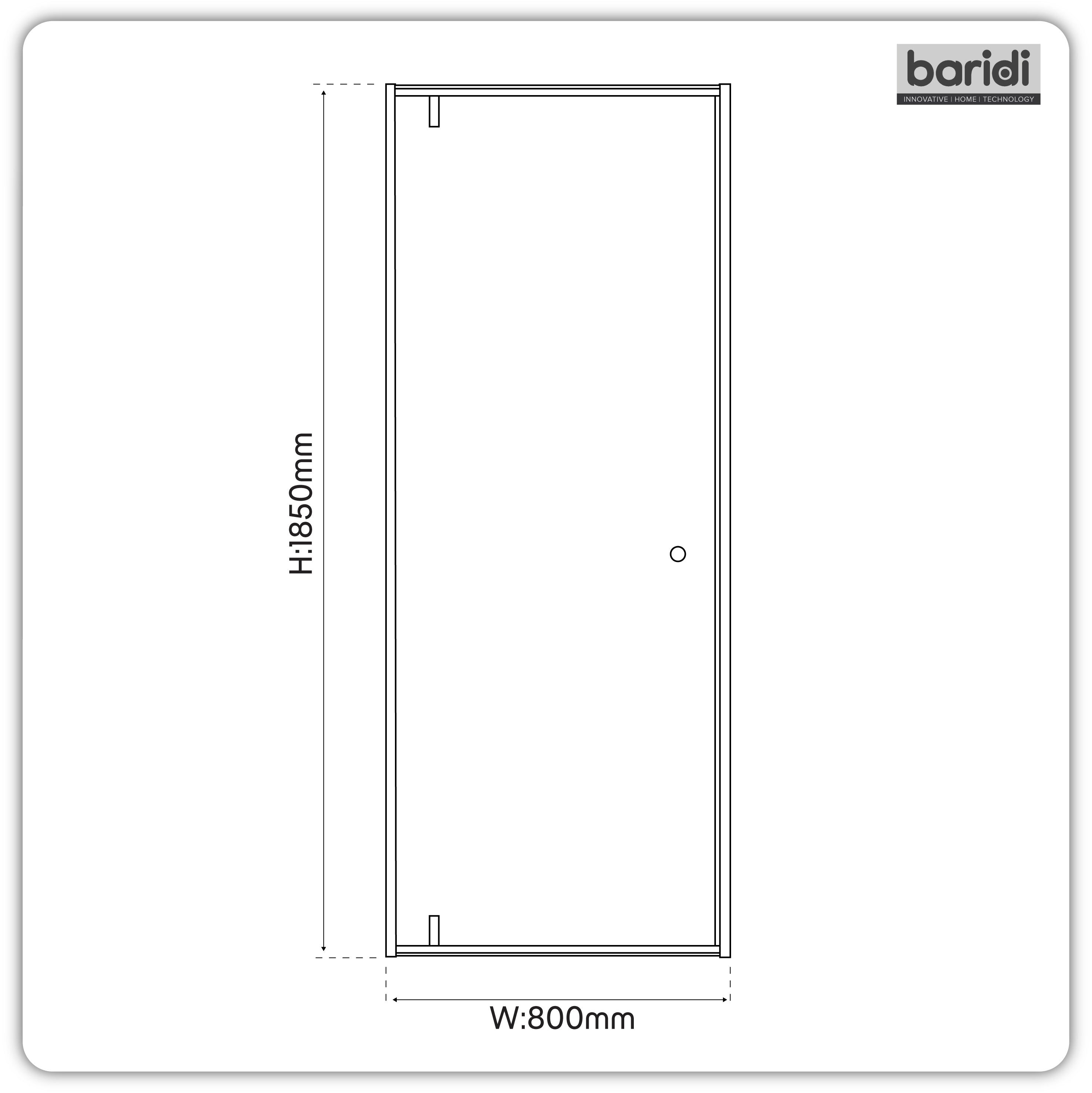 Baridi Hinged Shower Door 800 x 1850mm, 6mm Tempered Glass, Reversible Installation, Chrome - DH306
