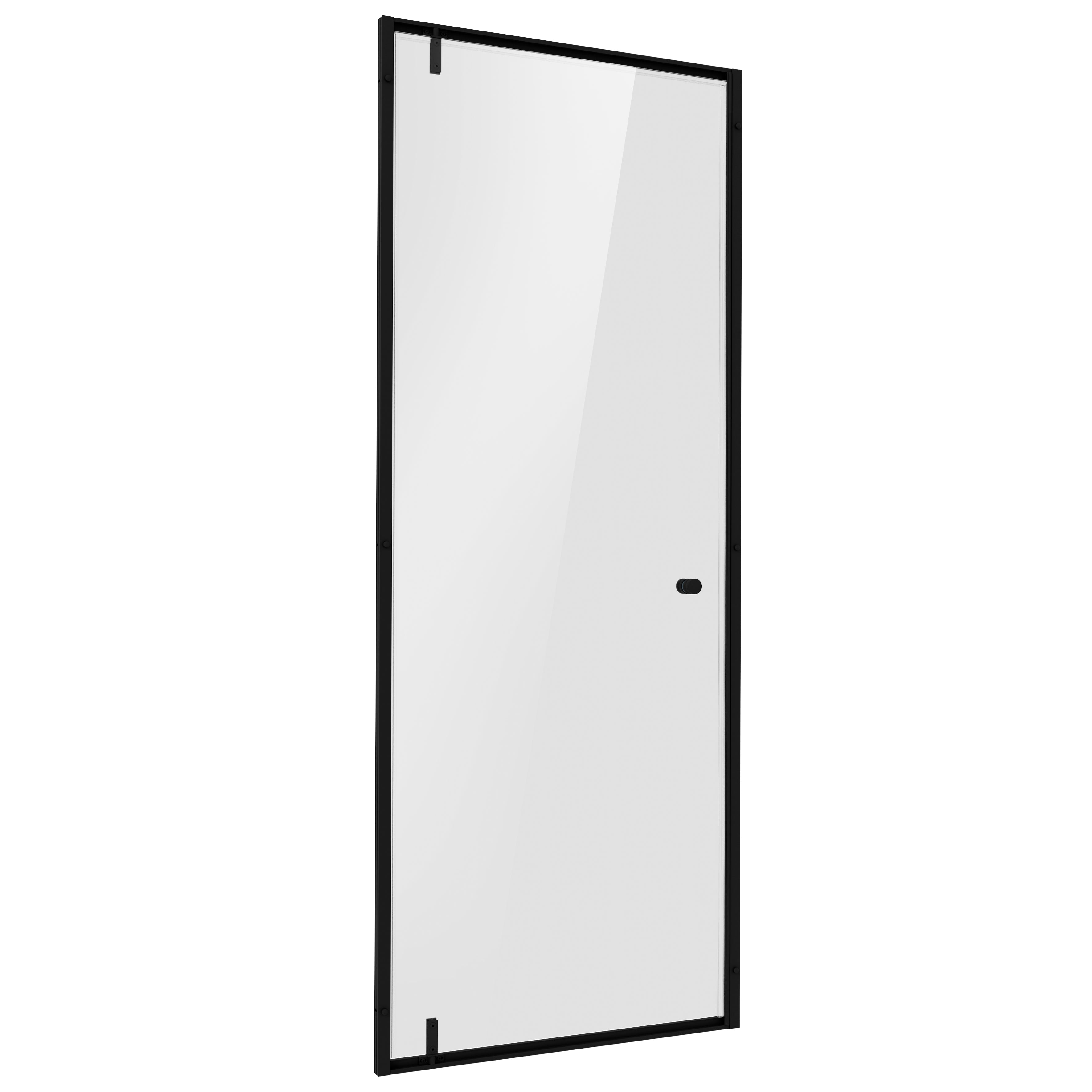 Baridi Hinged Shower Door 800 x 1850mm, 6mm Tempered Glass, Reversible Installation, Black - DH307