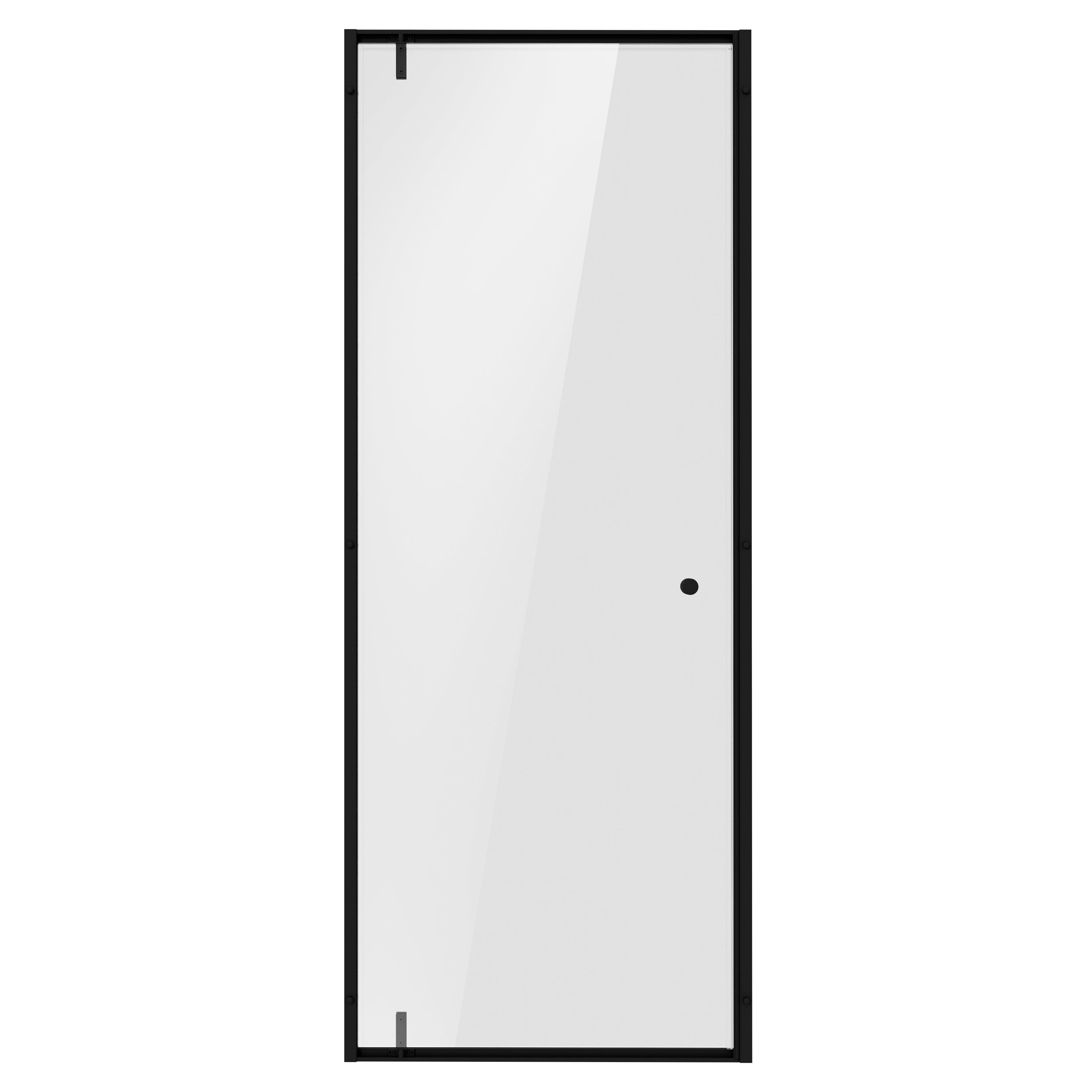 Baridi Hinged Shower Door 800 x 1850mm, 6mm Tempered Glass, Reversible Installation, Black - DH307