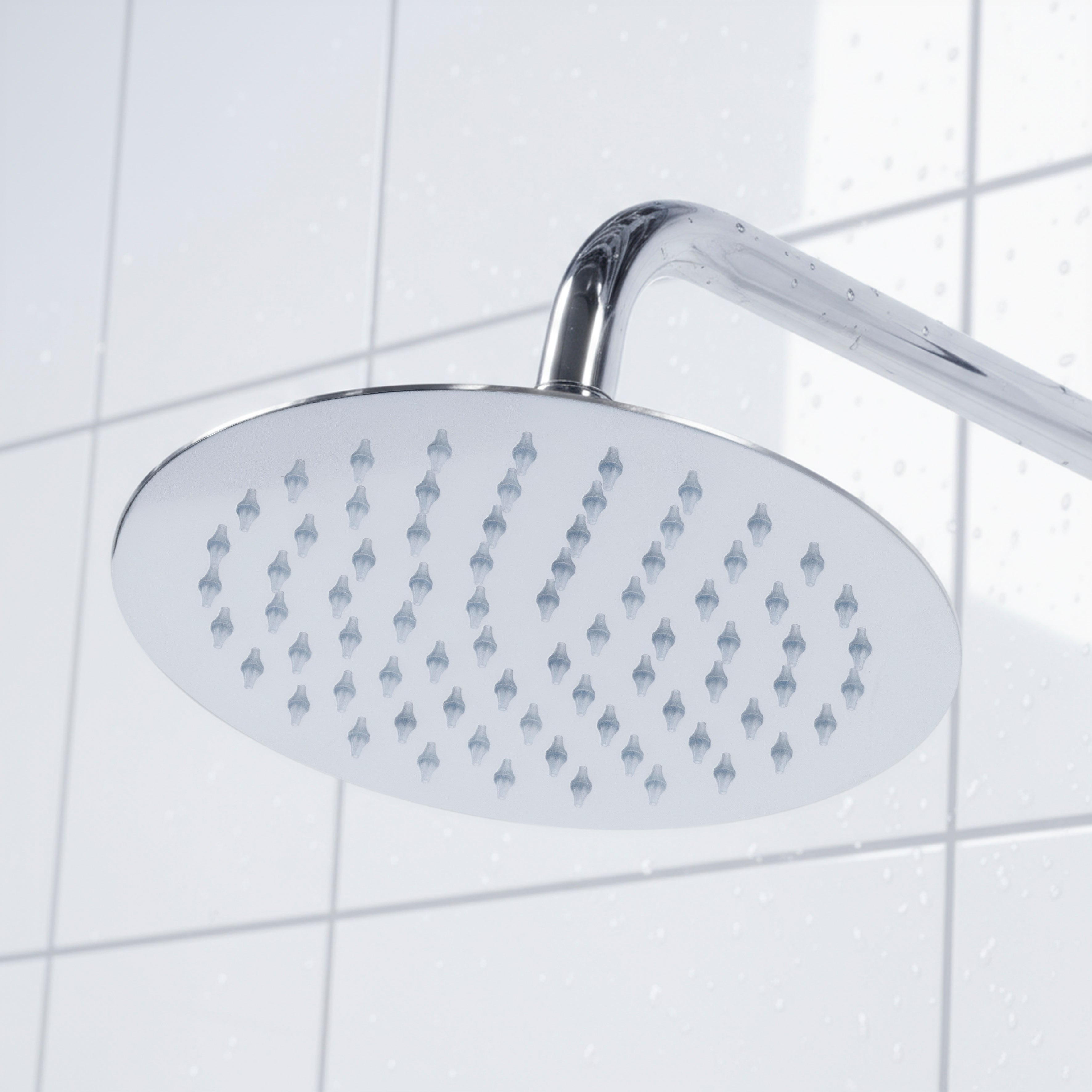 Baridi Thermostatic Shower Mixer Set, 20cm Round Head, Height Adjustable Rail, Chrome - DH314