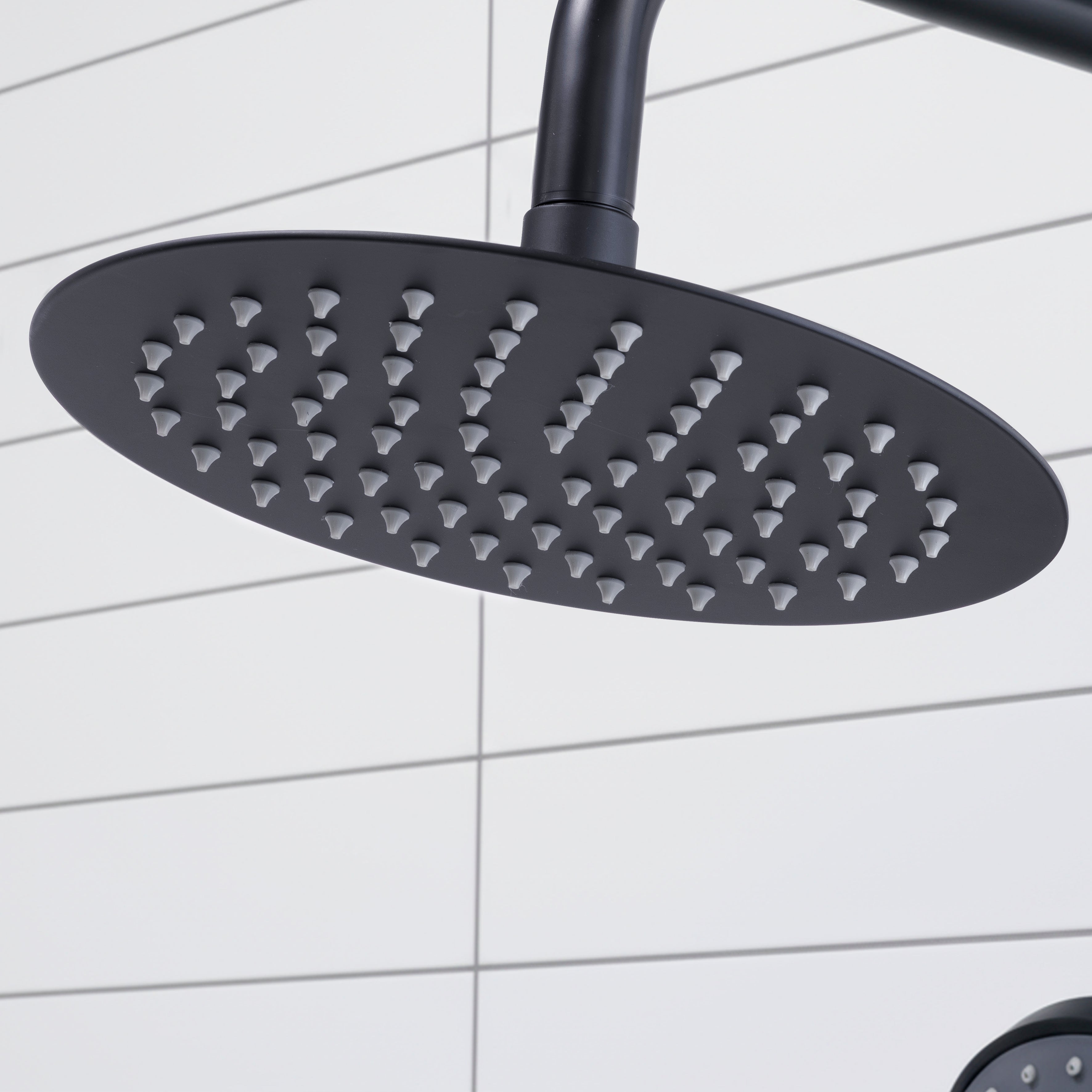 Baridi Thermostatic Shower Mixer Set, 20cm Round Head, Height Adjustable Rail, Black - DH315