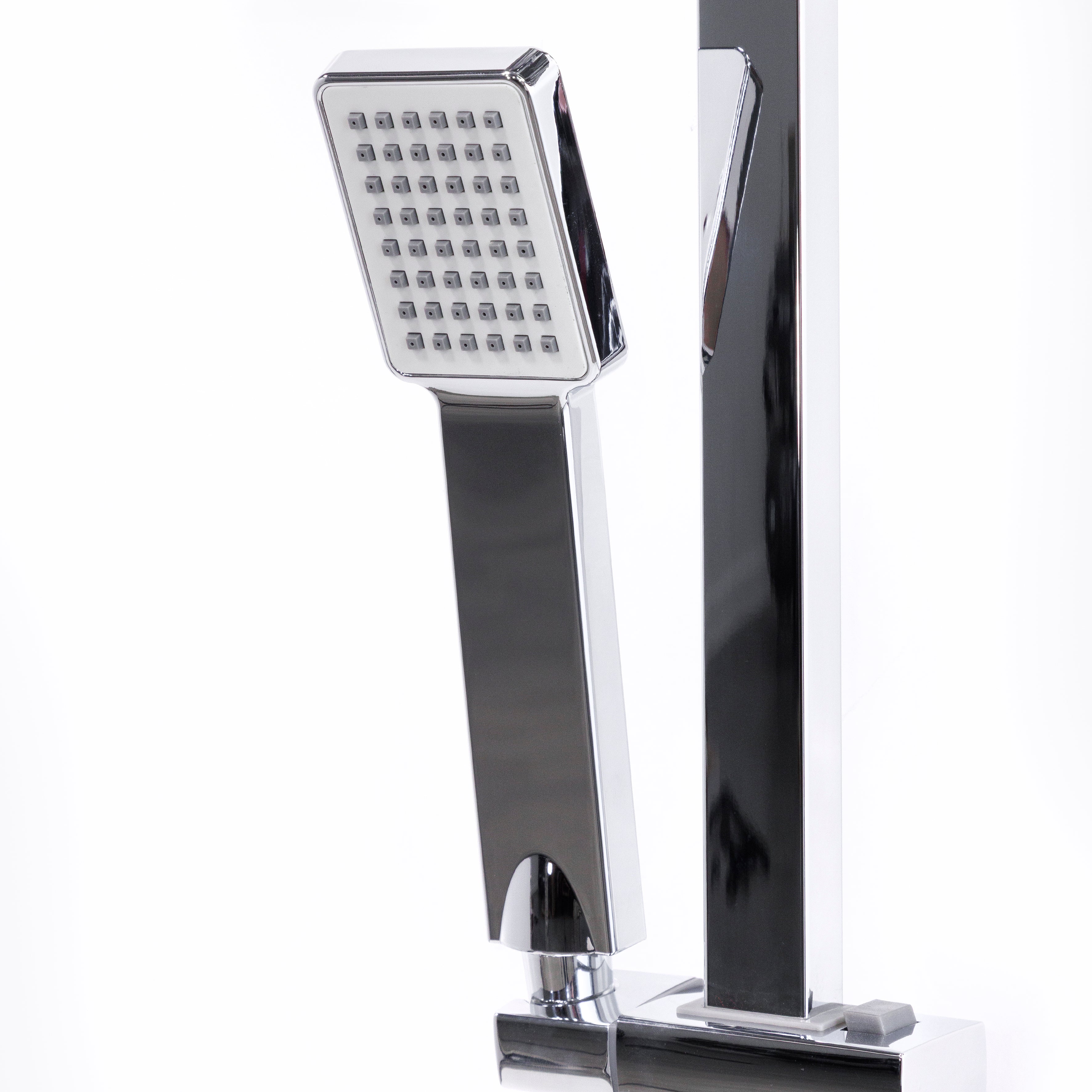 Baridi Thermostatic Shower Mixer Set, 20x20cm Square Head, Height Adjustable Rail, Chrome - DH316