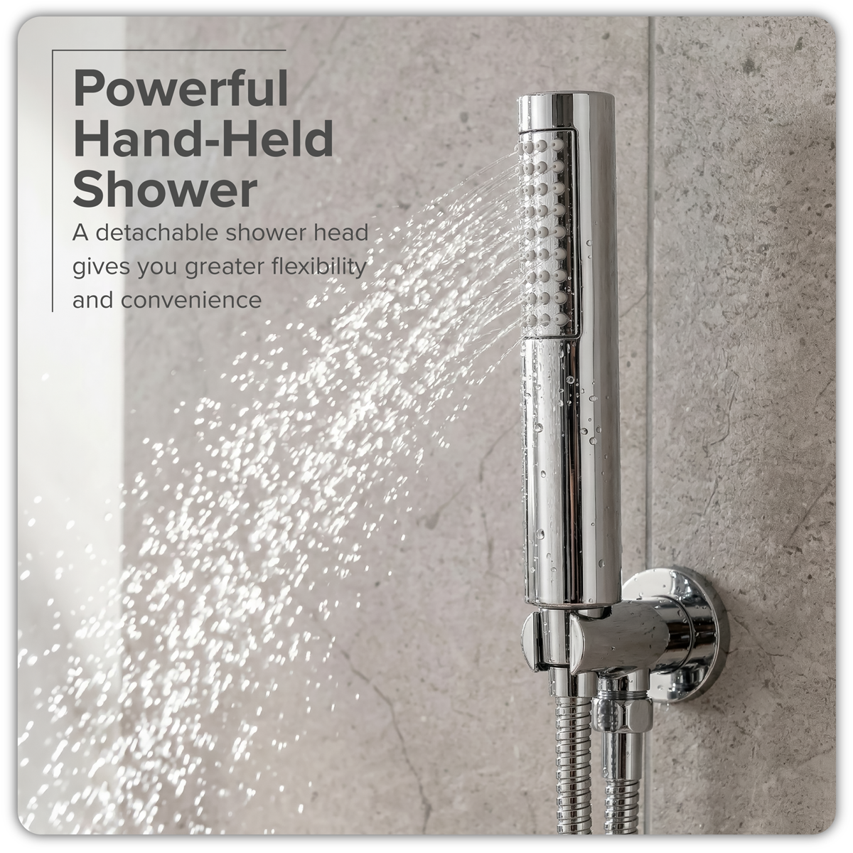Baridi Concealed Thermostatic Shower Set, Dual Outlet, Ø20cm Round Shower Head & Hand Shower, Chrome - DH318