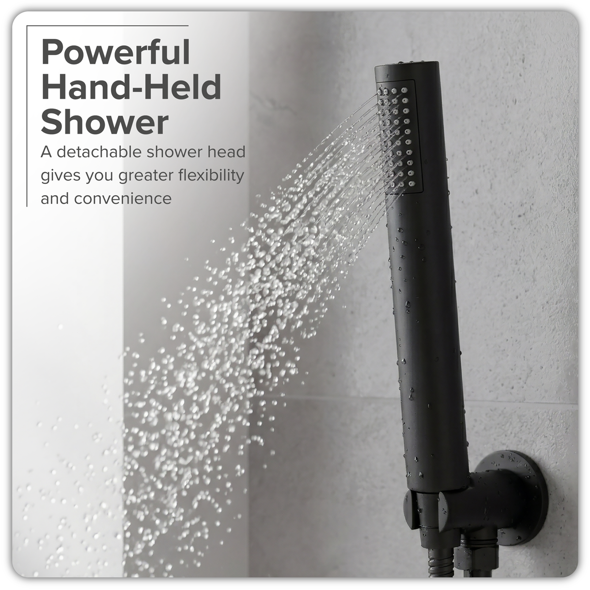 Baridi Concealed Thermostatic Shower Set, Dual Outlet, Ø20cm Round Shower Head & Hand Shower, Black - DH319