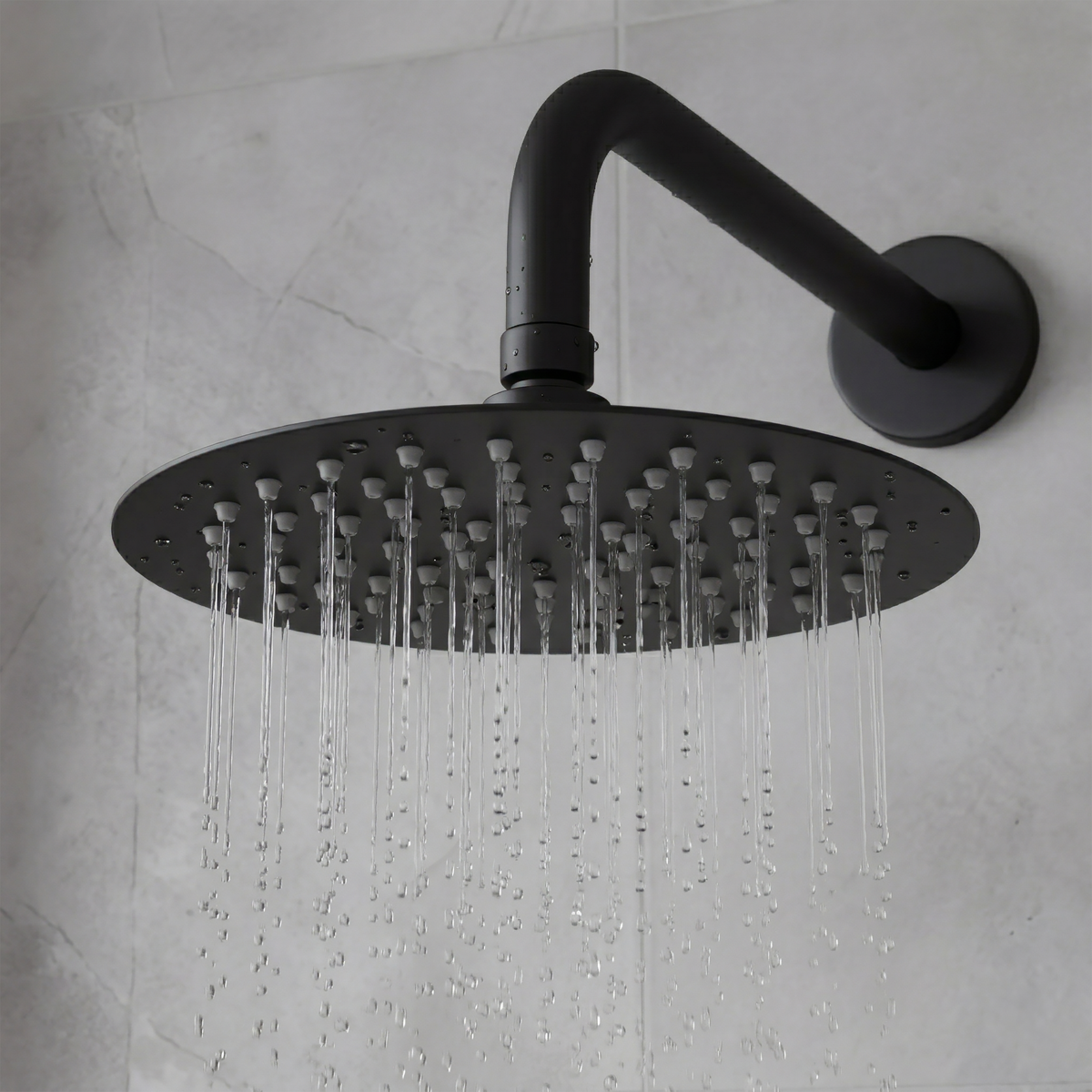 Baridi Concealed Thermostatic Shower Set, Dual Outlet, Ø20cm Round Shower Head & Hand Shower, Black - DH319