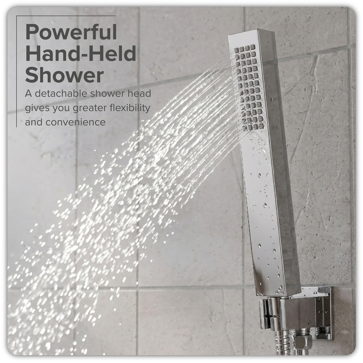 Baridi Concealed Thermostatic Shower Set 20 x 20cm Square Head & Hand Shower - Chrome - DH320
