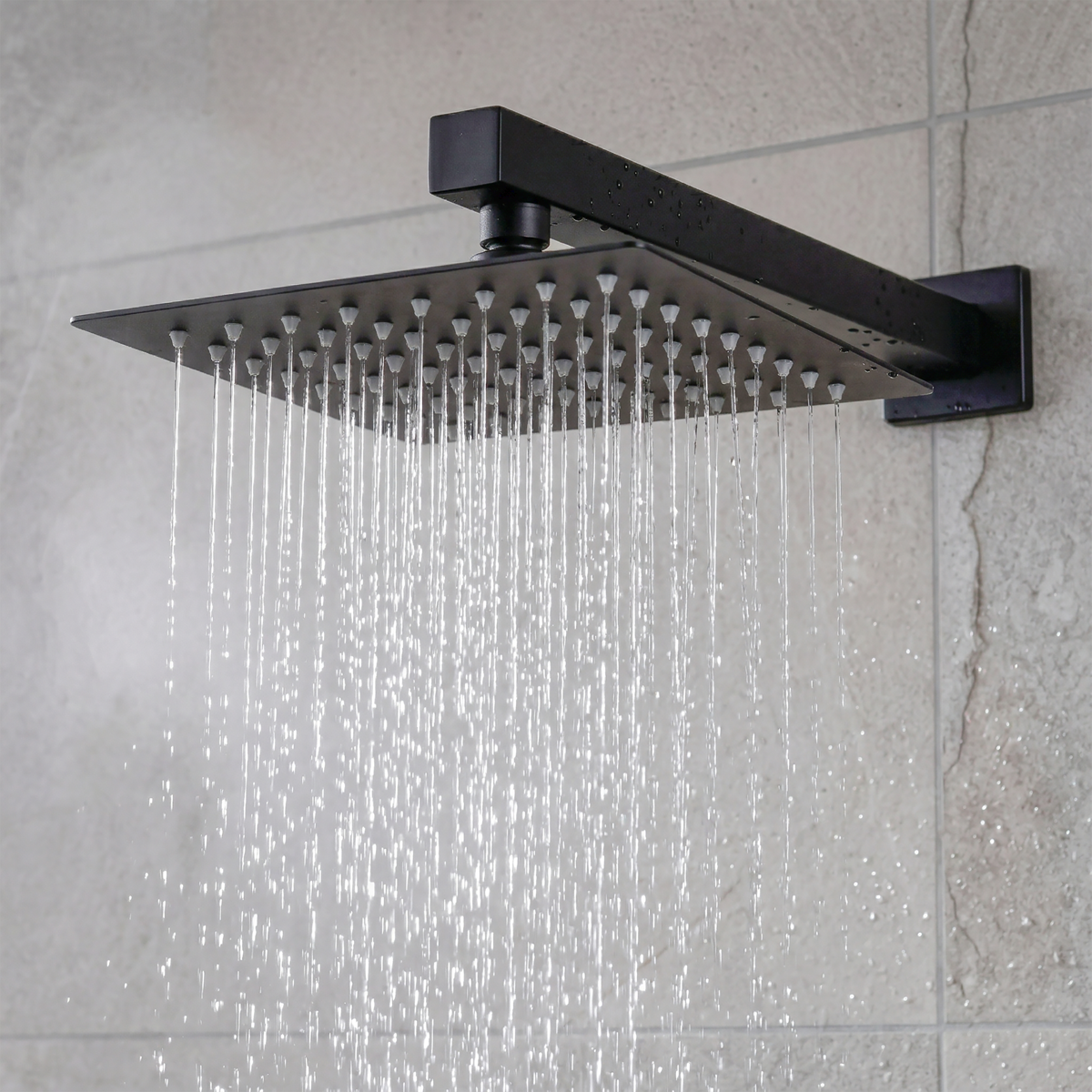 Baridi Concealed Thermostatic Shower Set 20 x 20cm Square Head & Hand Shower, Black - DH321