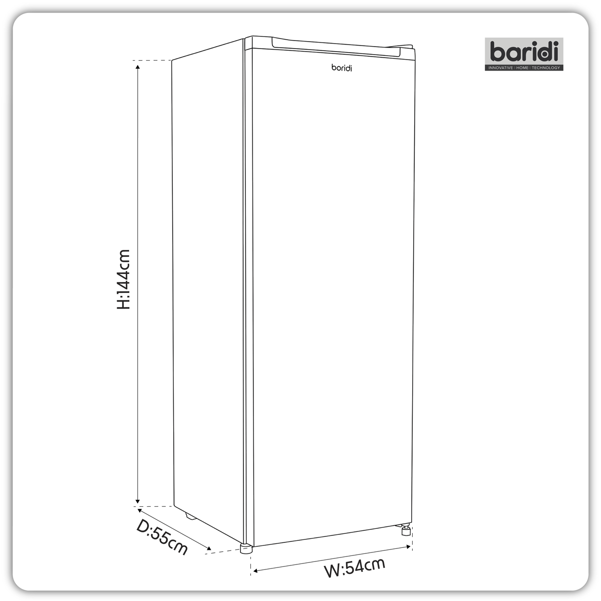 Baridi Freestanding Tall Freezer, 177L Capacity with Reversible Door, Black – DH325