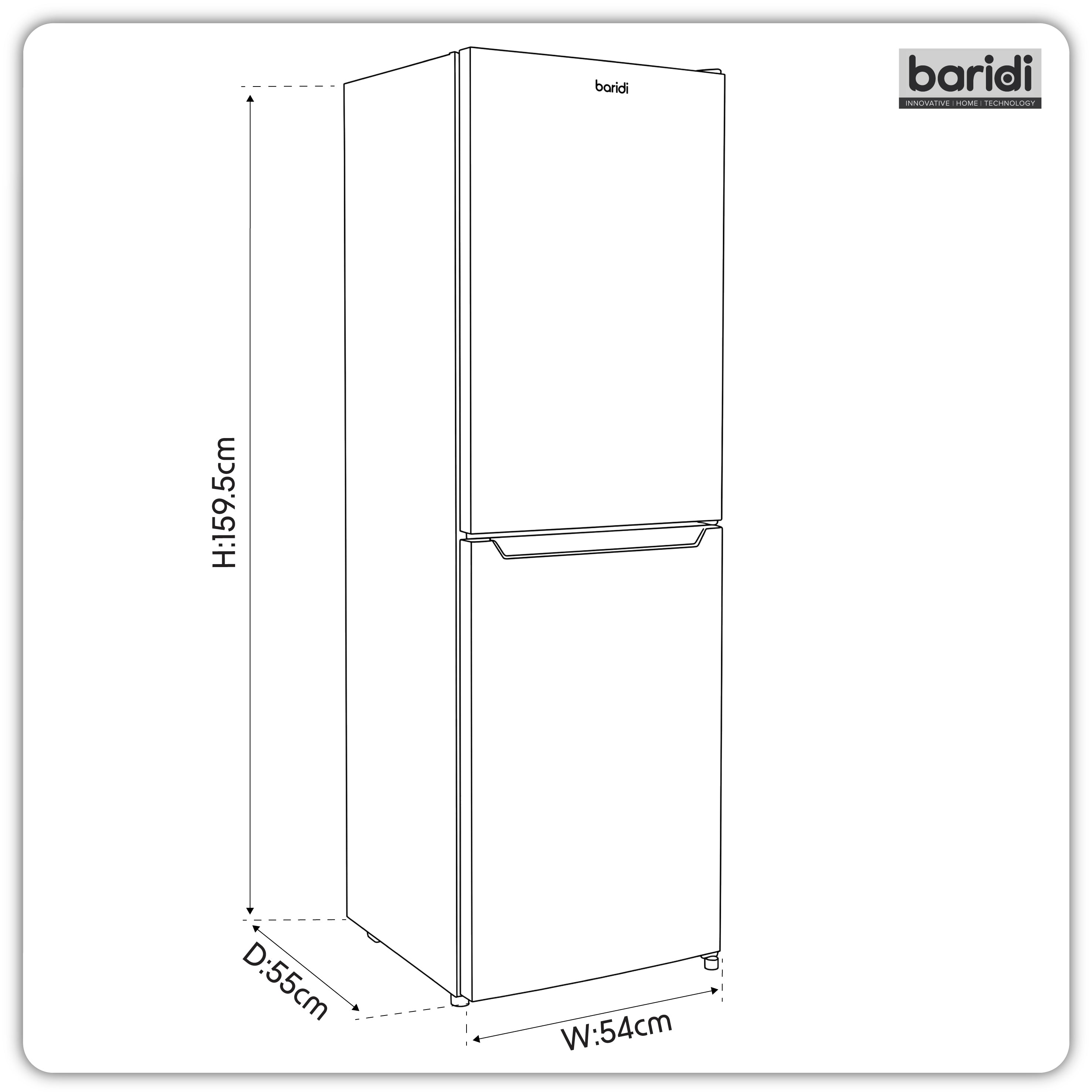 Baridi 60/40 Smart Frost Fridge Freezer 227L Capacity, Black - DH327