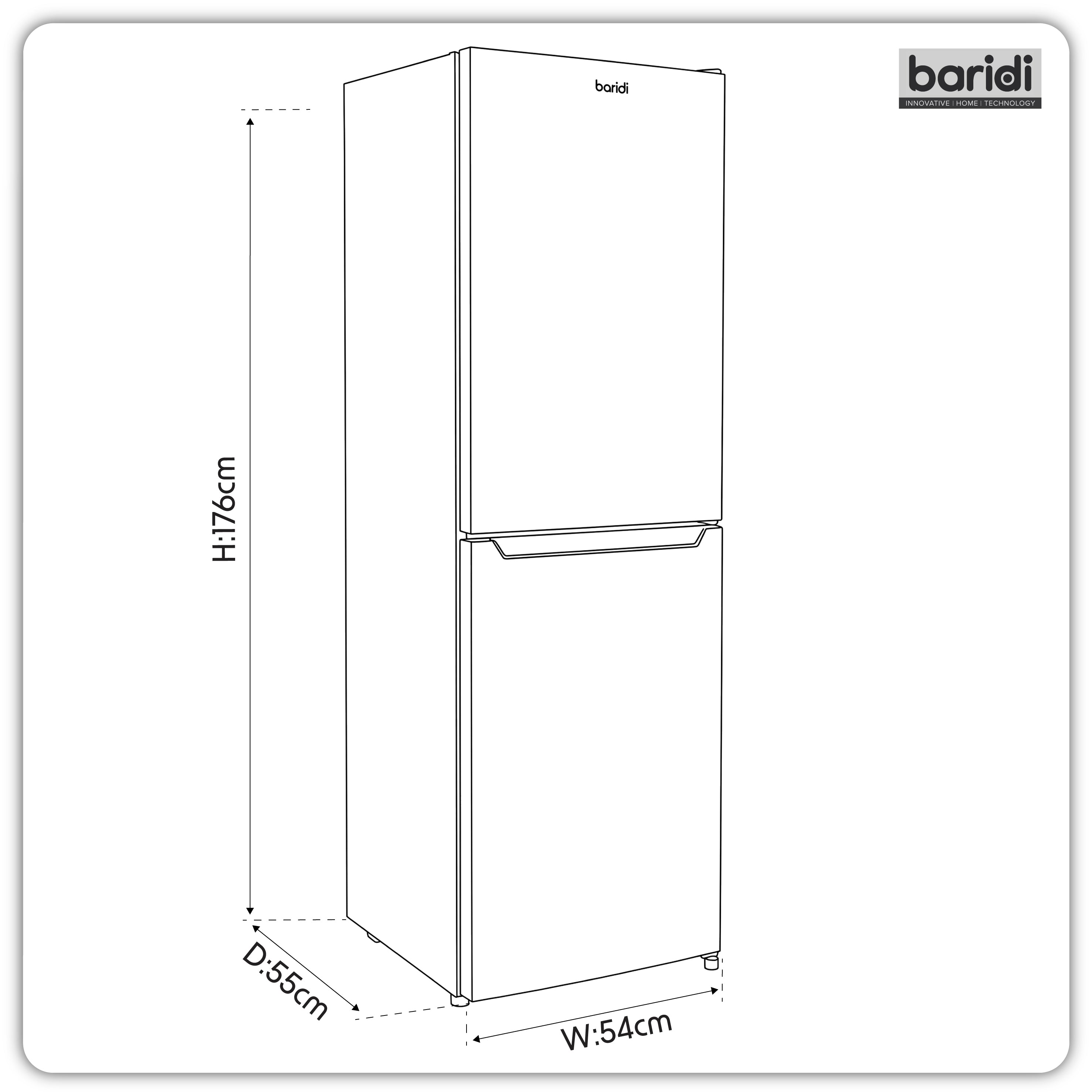 Baridi 50/50 Smart Frost Fridge Freezer 254L Capacity, White - DH328