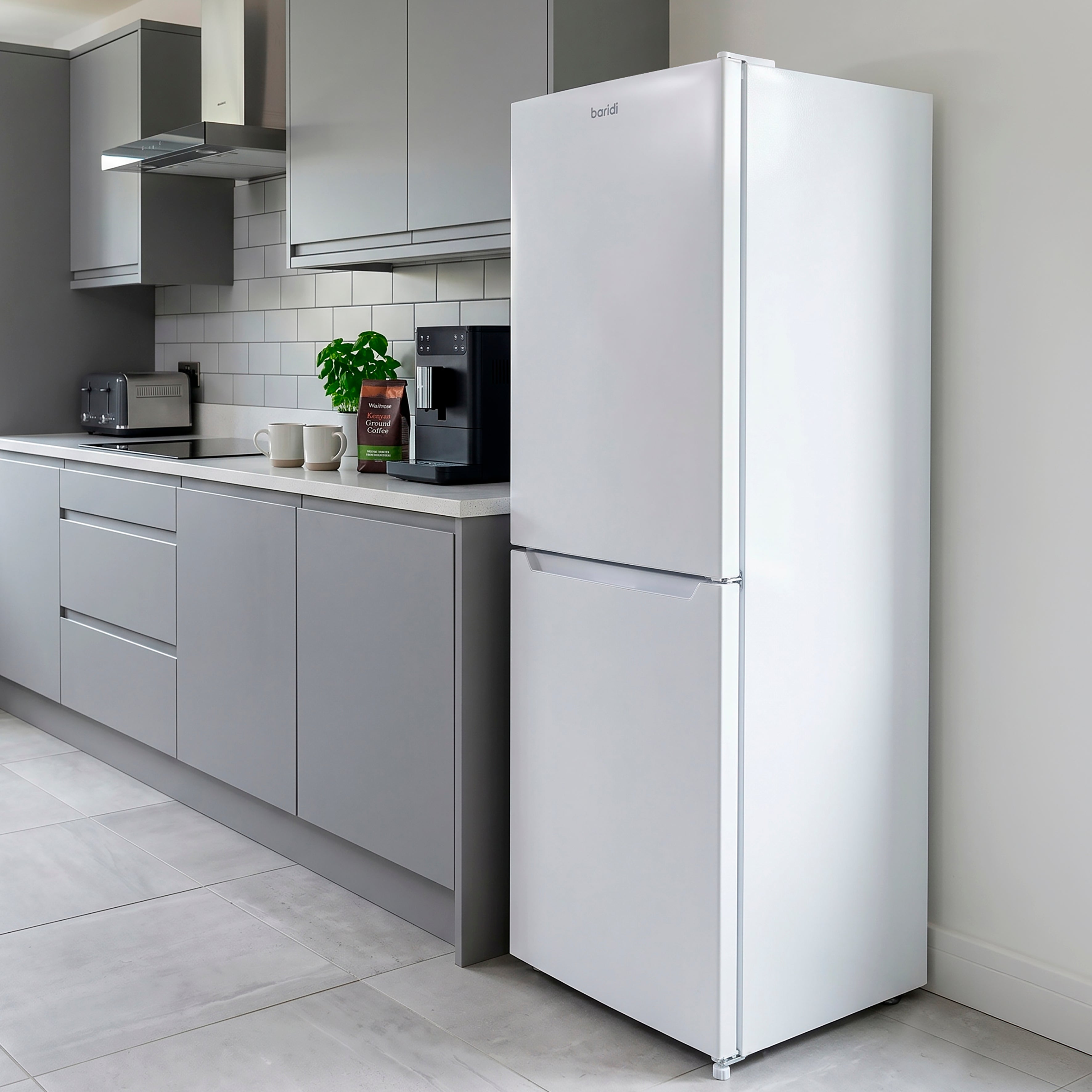 Baridi 50/50 Smart Frost Fridge Freezer 254L Capacity, White - DH328